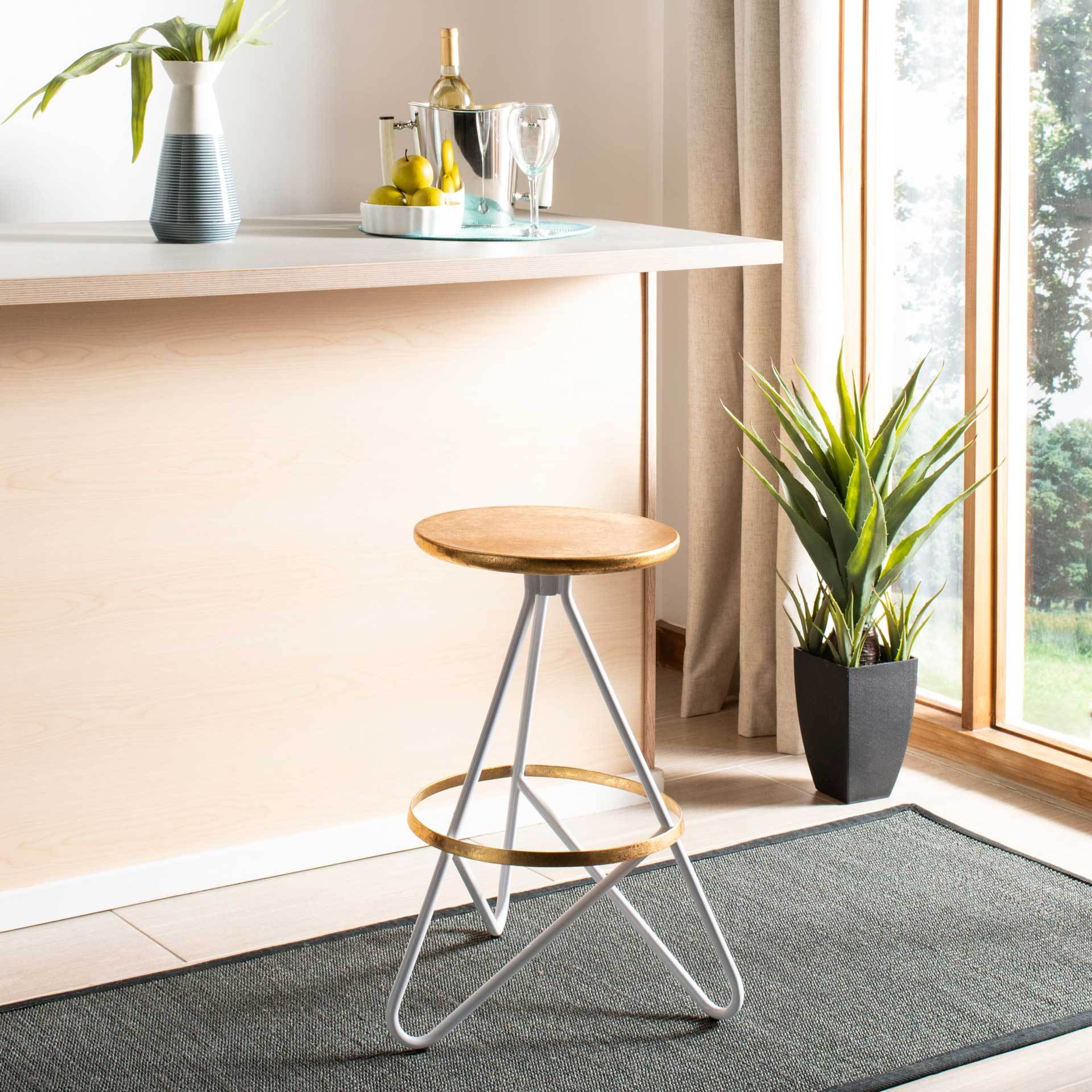 Gael Bar Stool White/Gold Top - Image 7