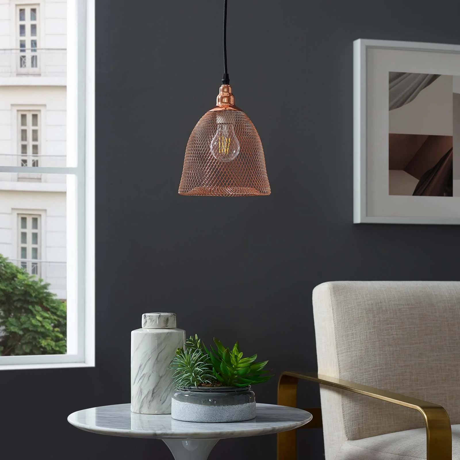 Gale Bell-Shaped Pendant Light Rose Gold - Image 5