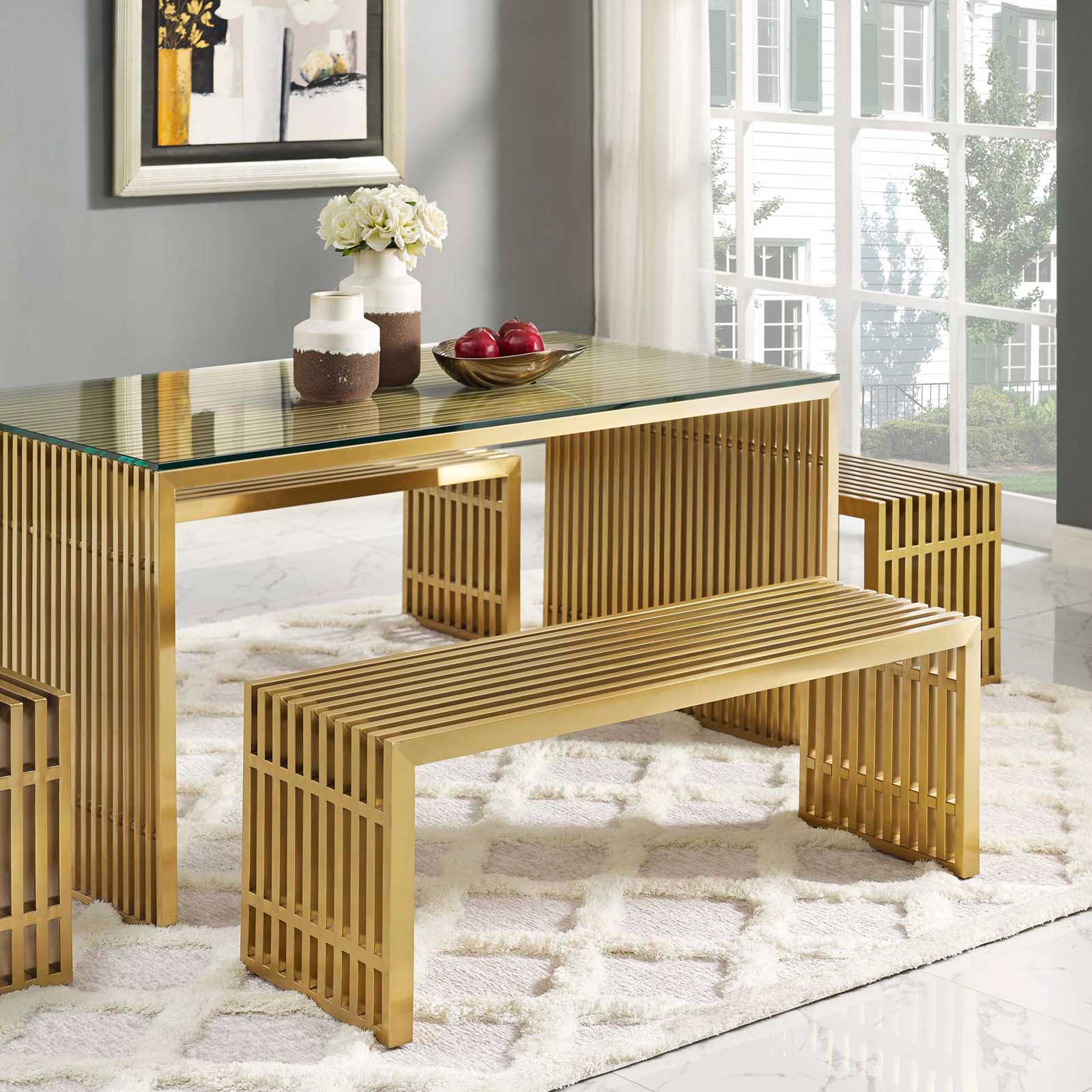 Galena Stainless Steel Bench Gold - Image 12