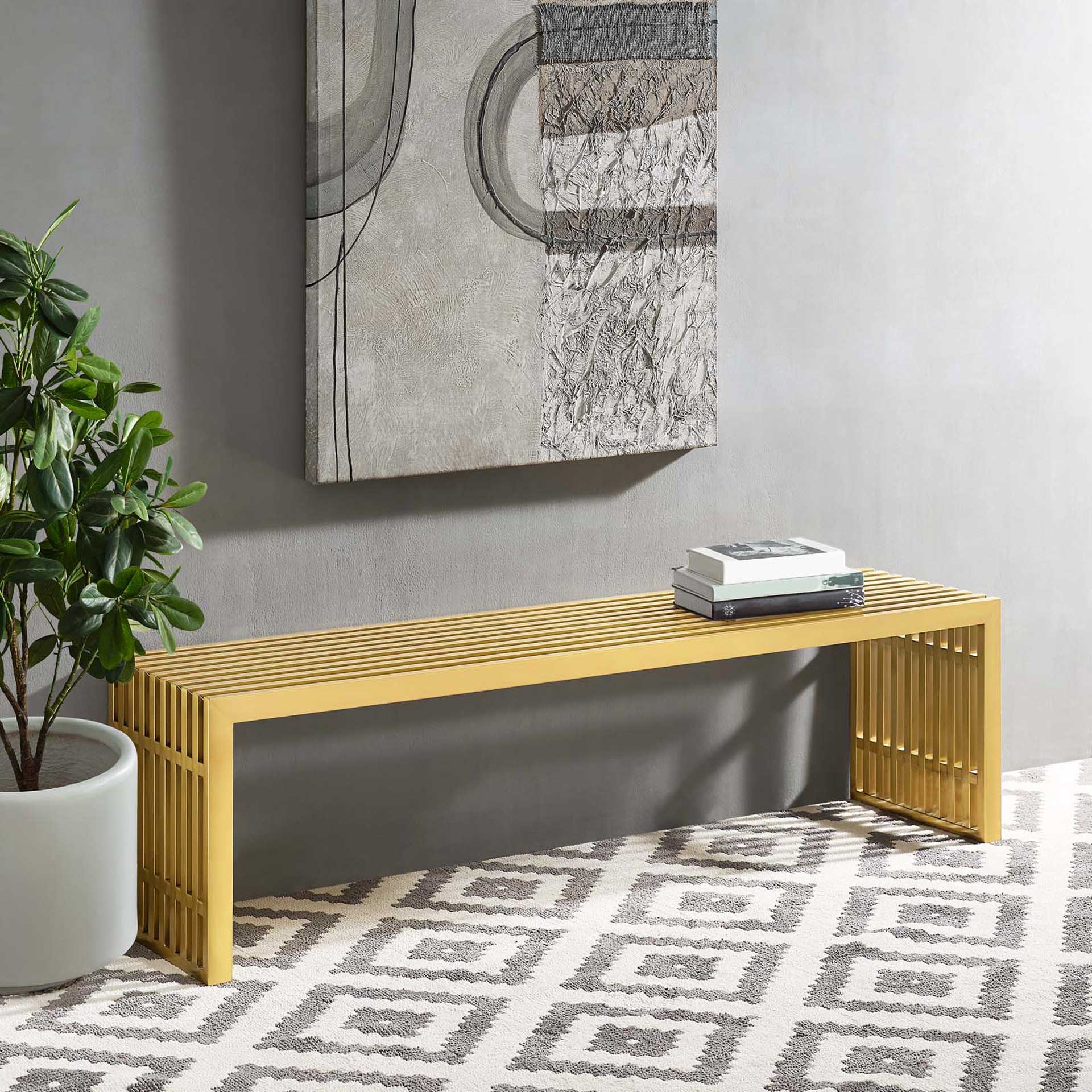 Galena Stainless Steel Bench Gold - Image 5