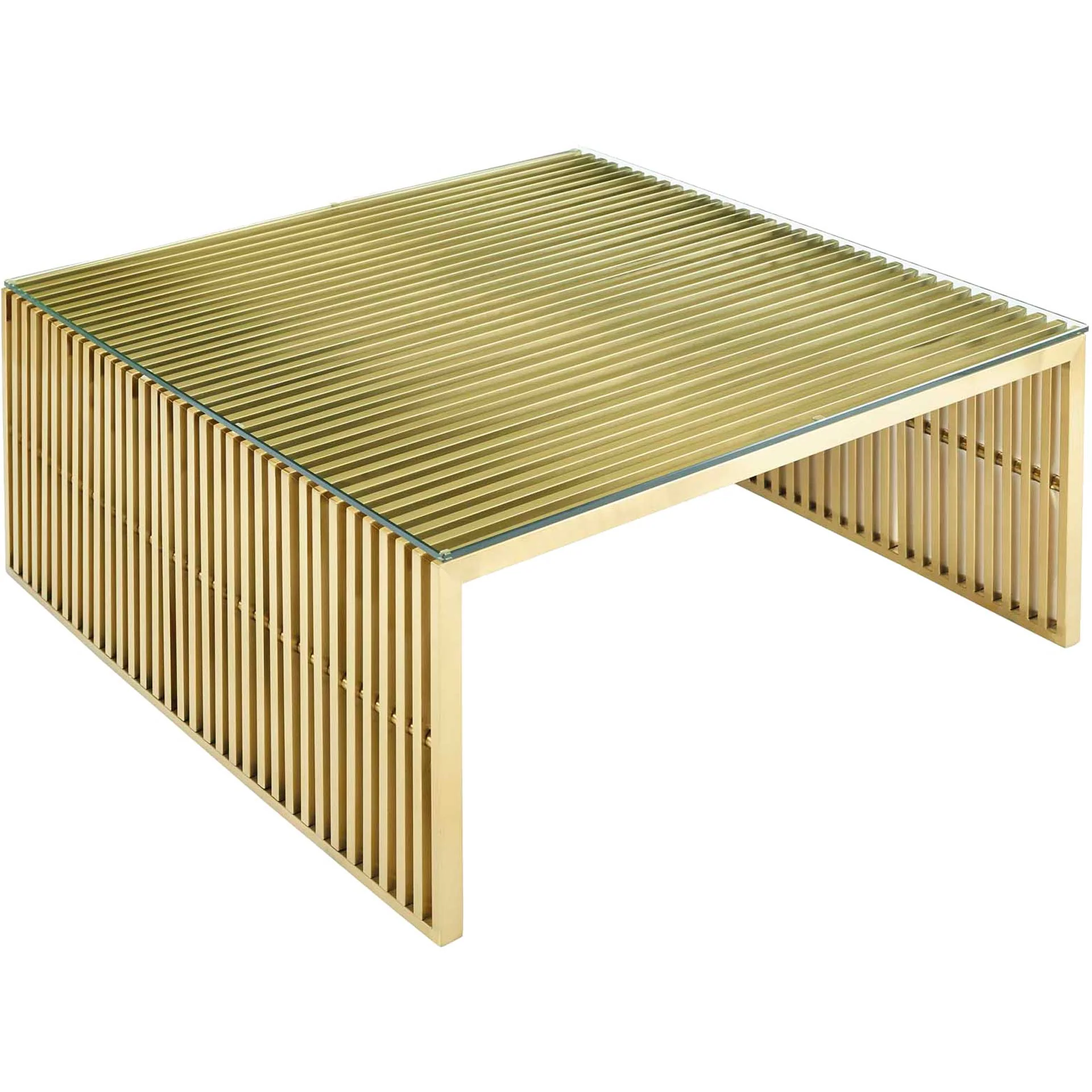 Galena Stainless Steel Coffee Table Gold - Image 3