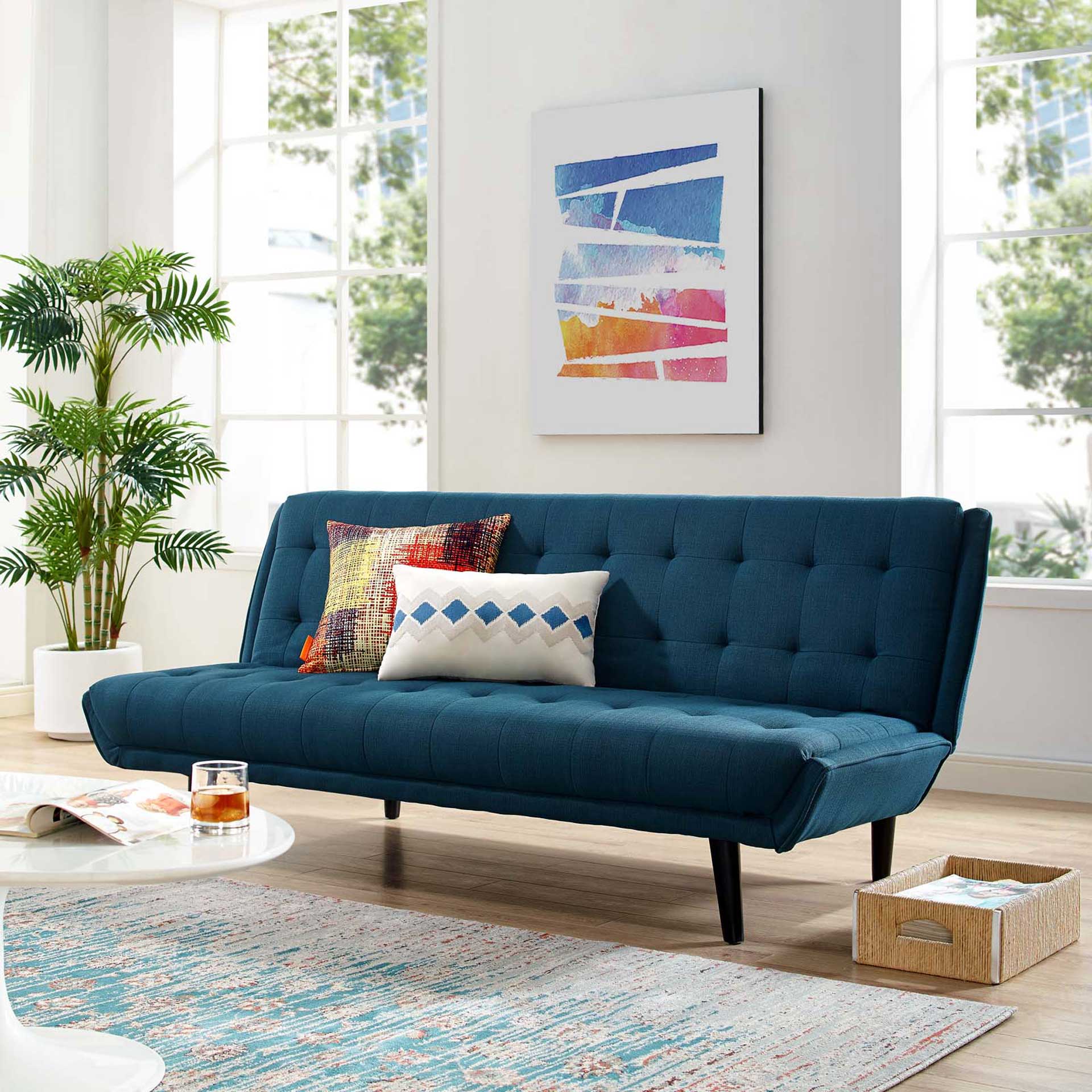 Gather Tufted Convertible Fabric Sofa Bed Azure - Image 6