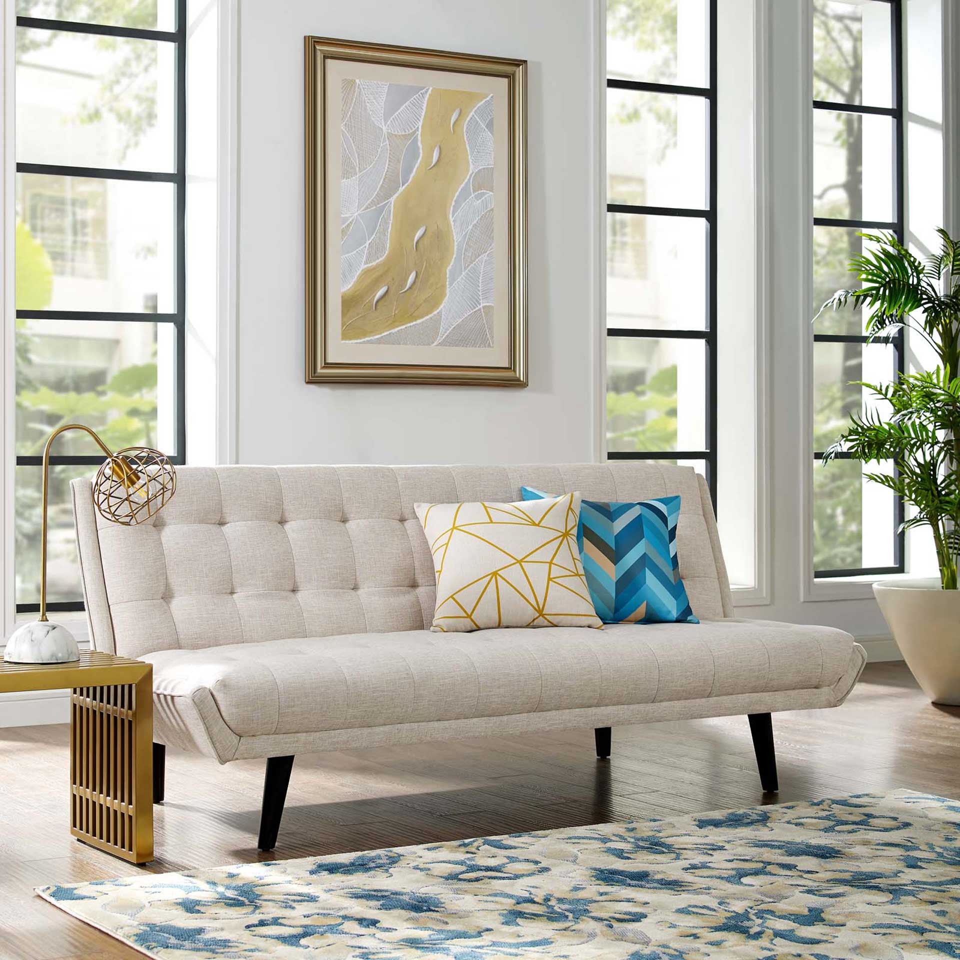 Gather Tufted Convertible Fabric Sofa Bed Beige - Image 6