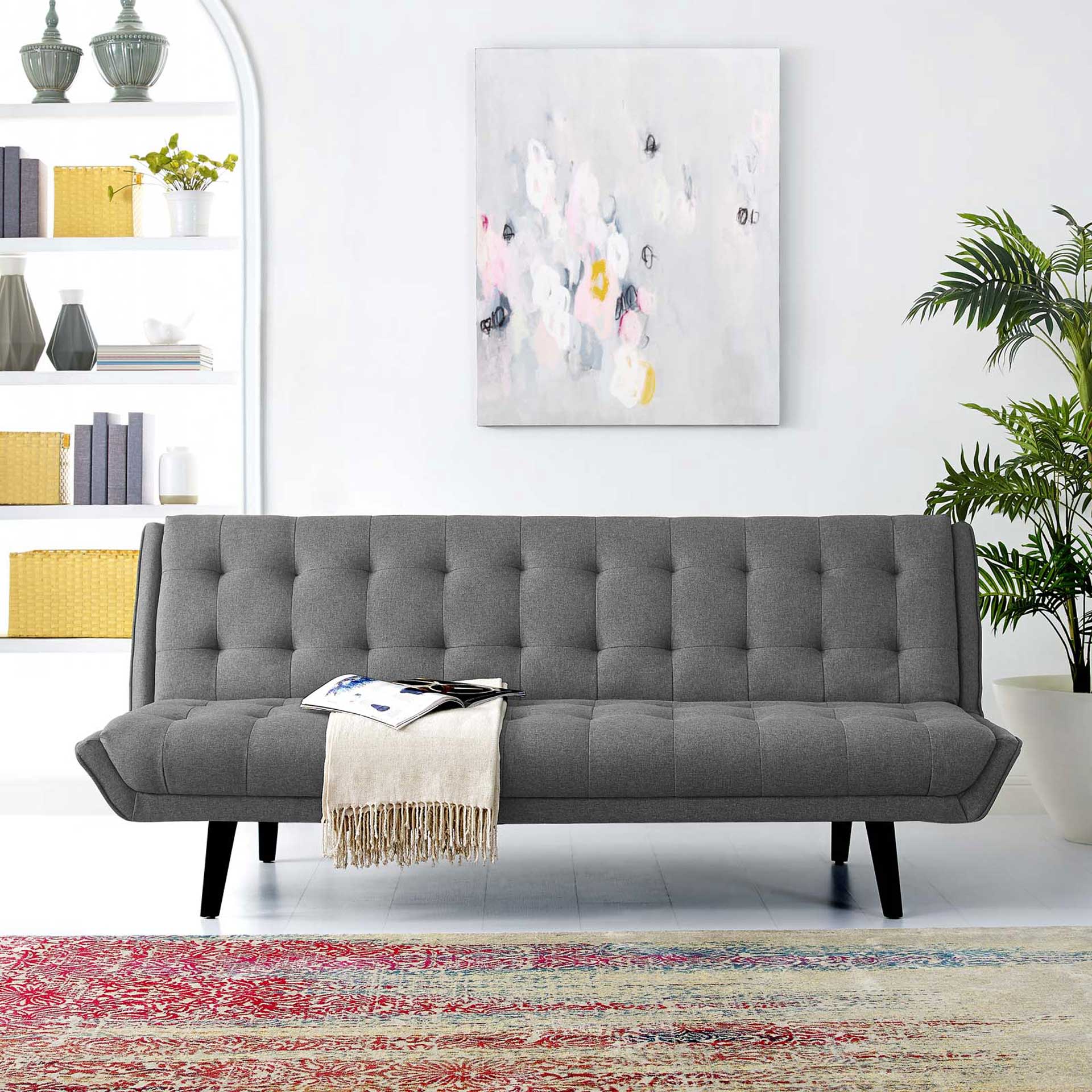 Gather Tufted Convertible Fabric Sofa Bed Gray - Image 6