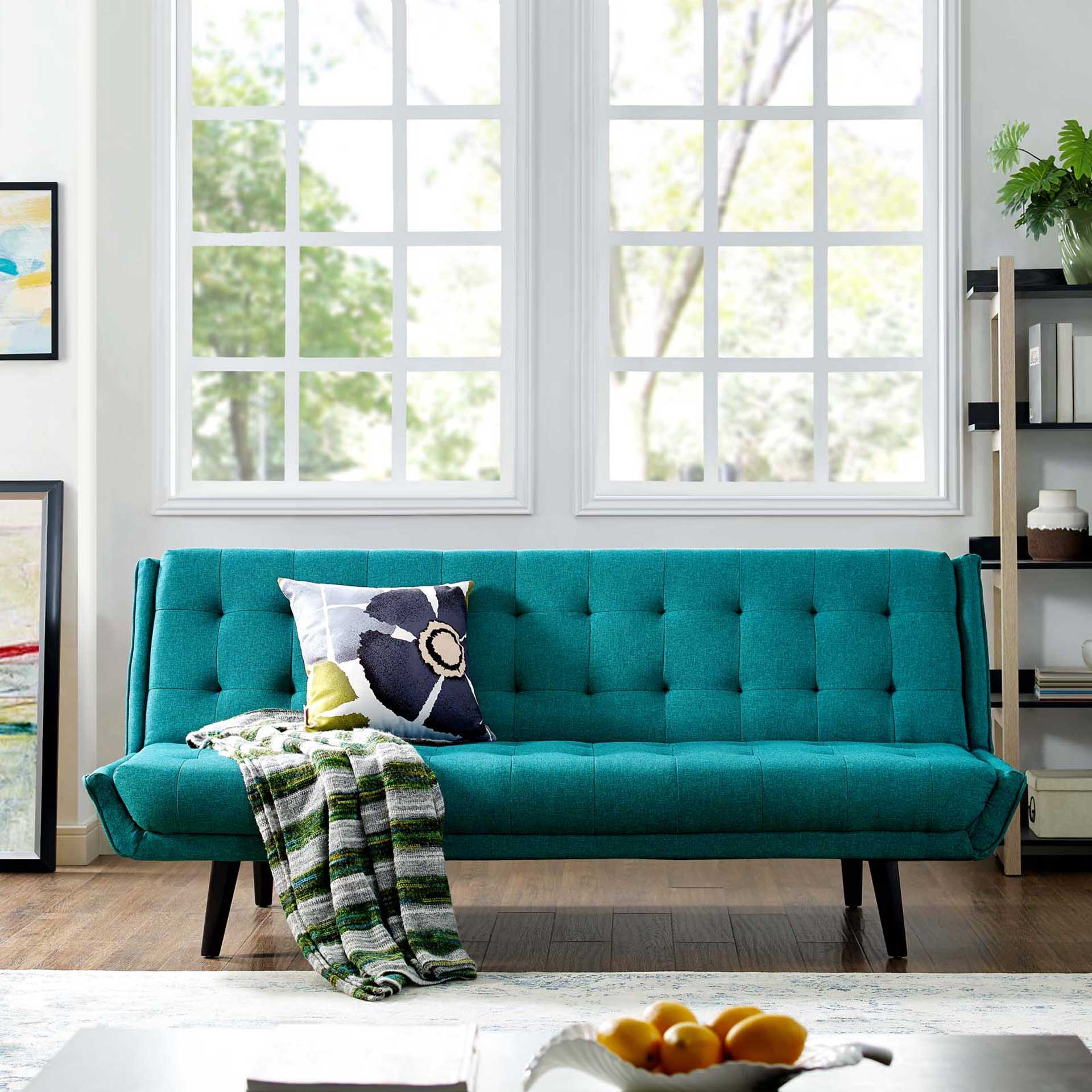 Gather Tufted Convertible Fabric Sofa Bed Teal - Image 6