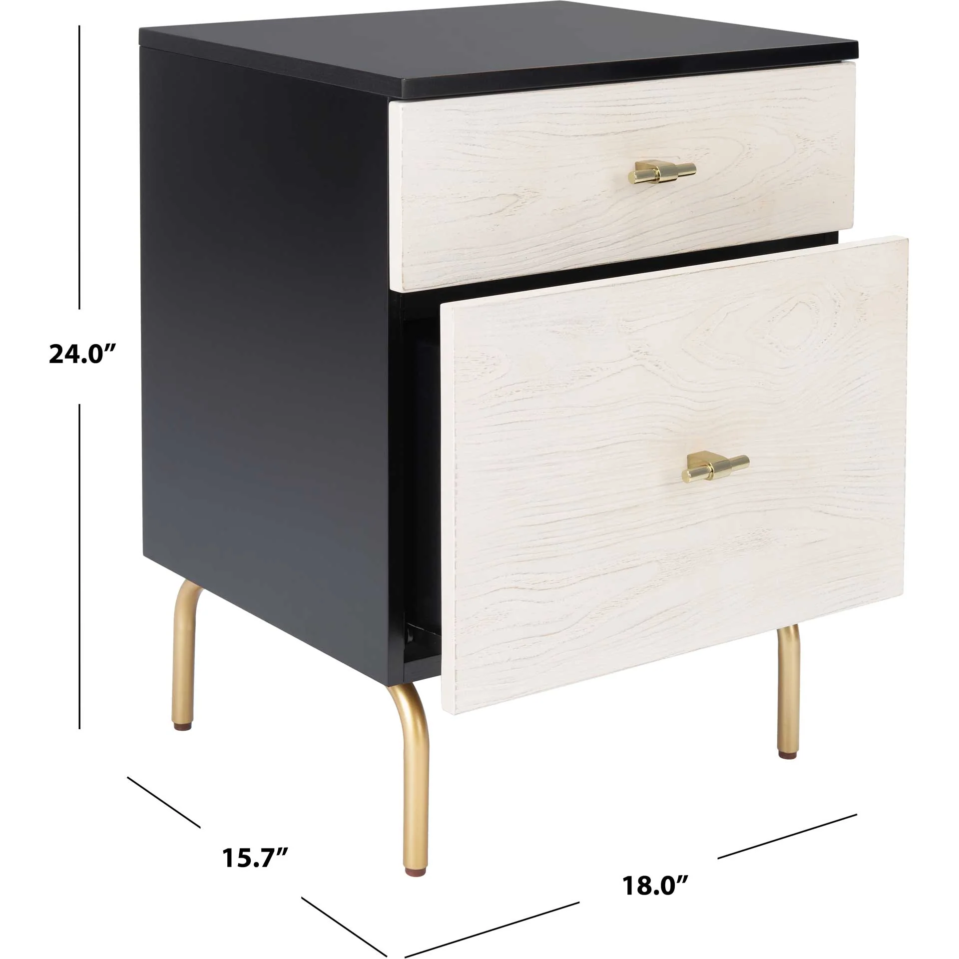 Gemma 2 Drawer Nightstand Black/White Washed - Image 10