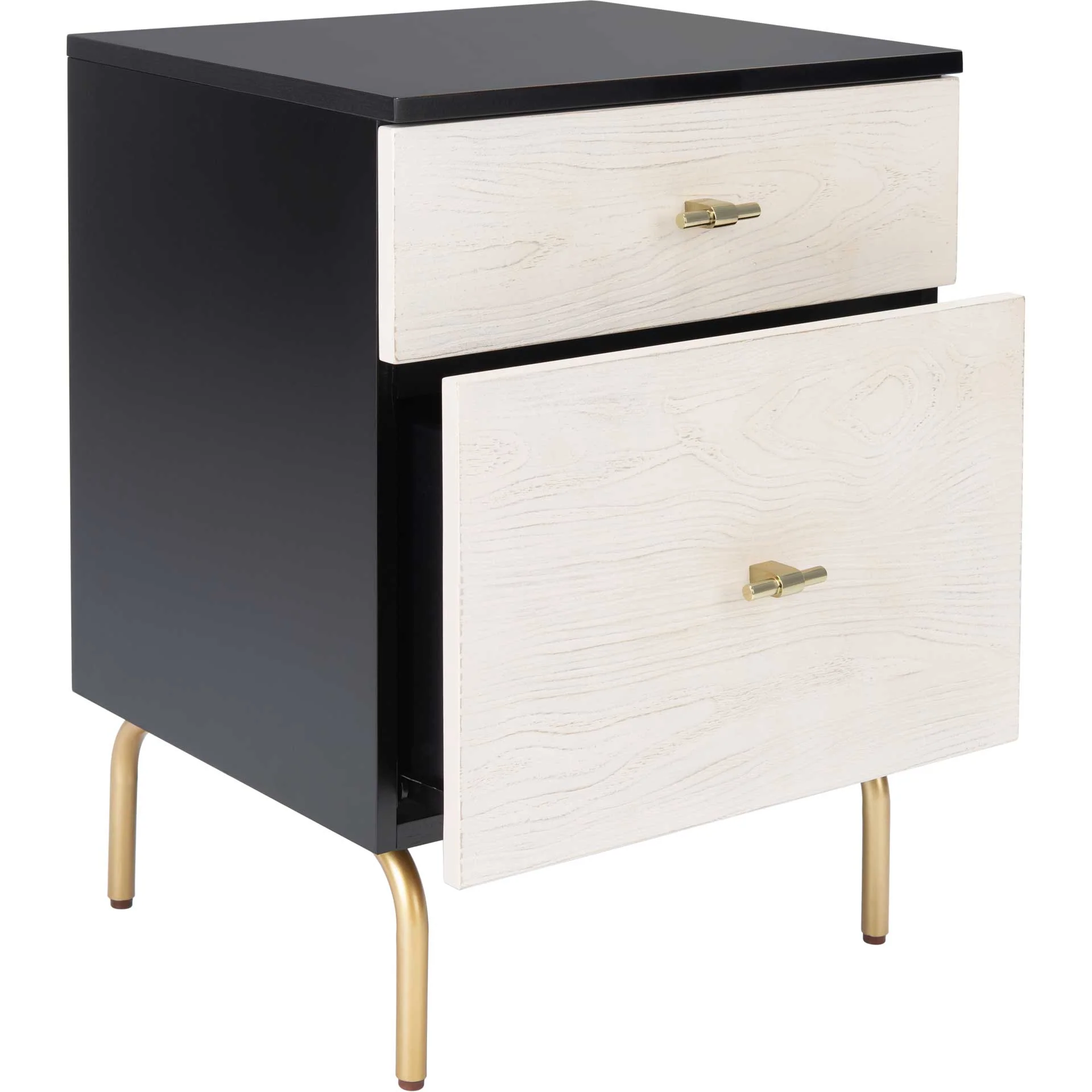 Gemma 2 Drawer Nightstand Black/White Washed - Image 2