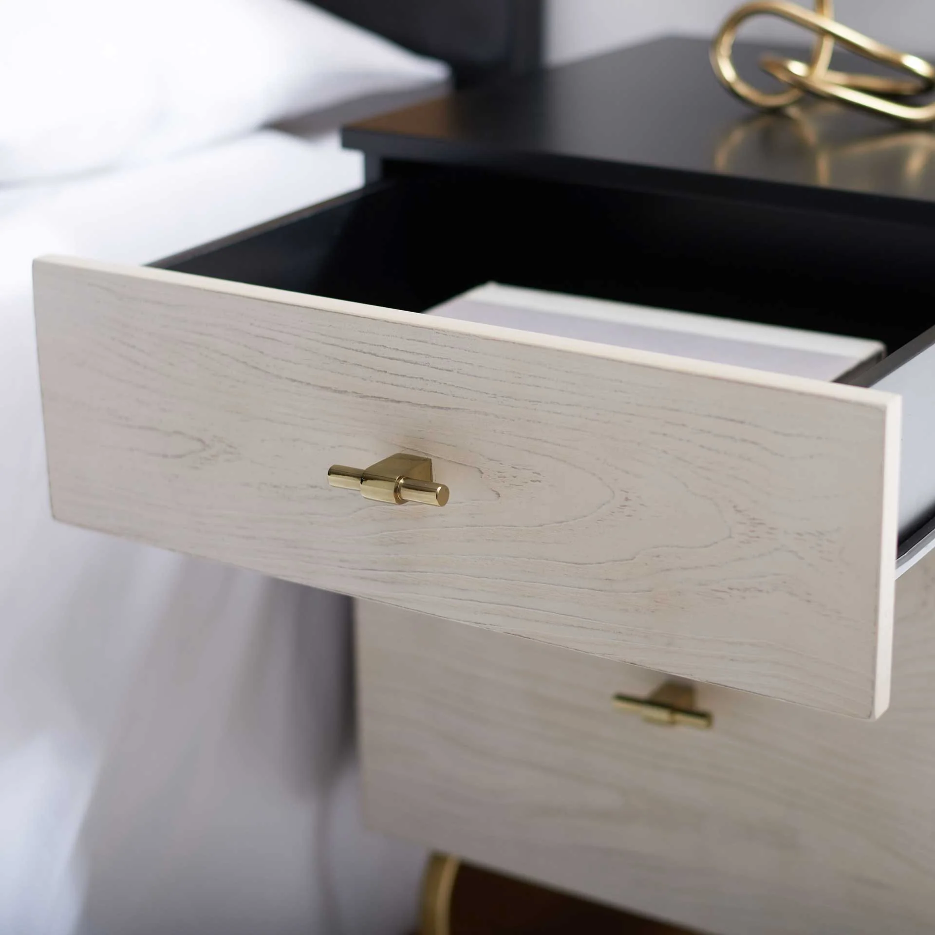 Gemma 2 Drawer Nightstand Black/White Washed - Image 8