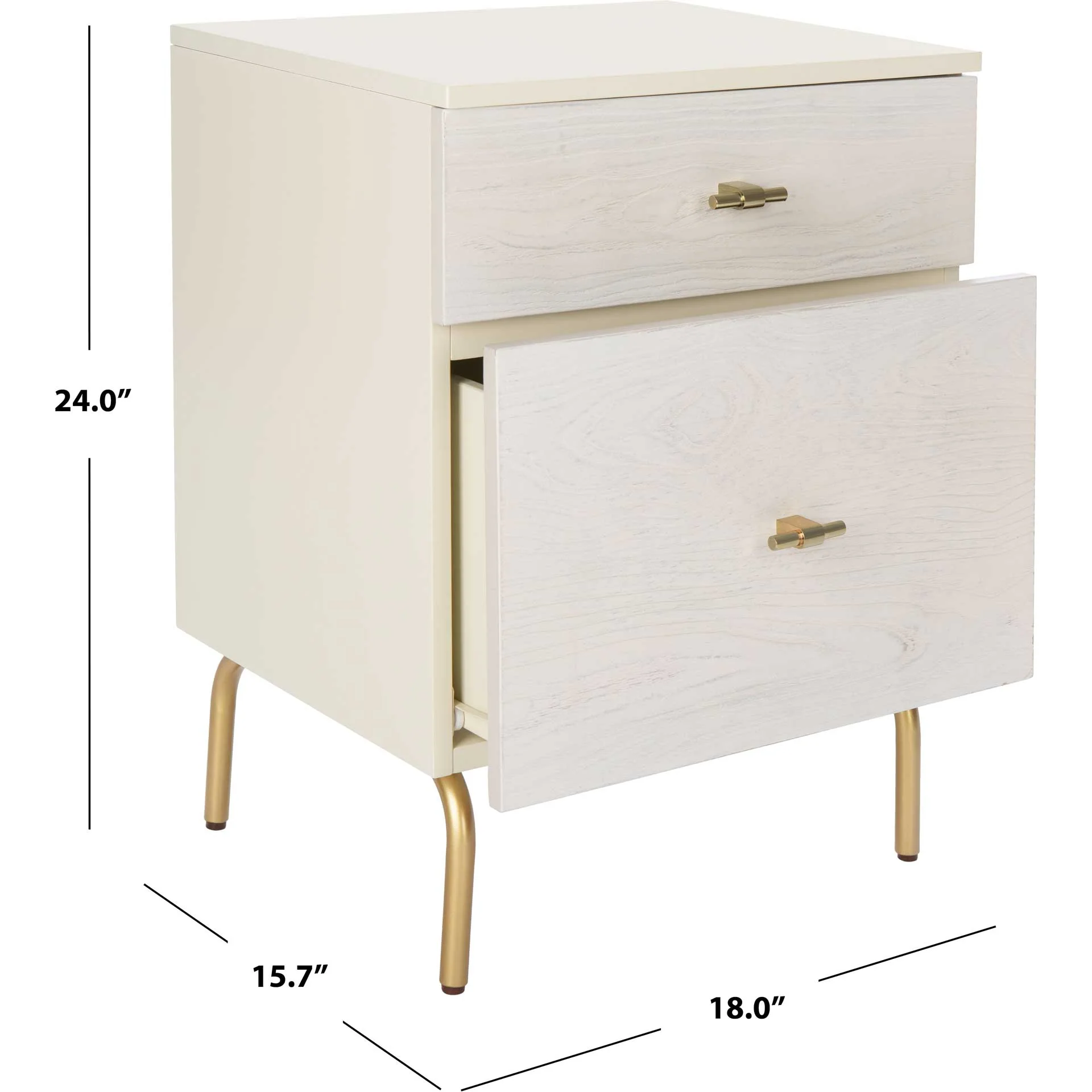 Gemma 2 Drawer Nightstand Cream/White Washed - Image 10