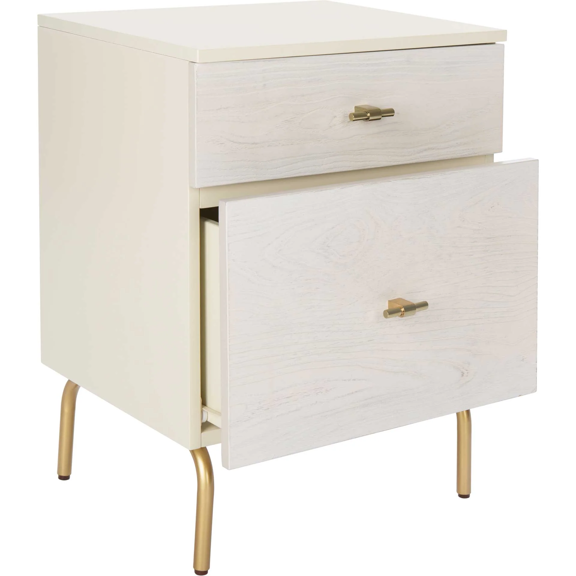 Gemma 2 Drawer Nightstand Cream/White Washed - Image 2