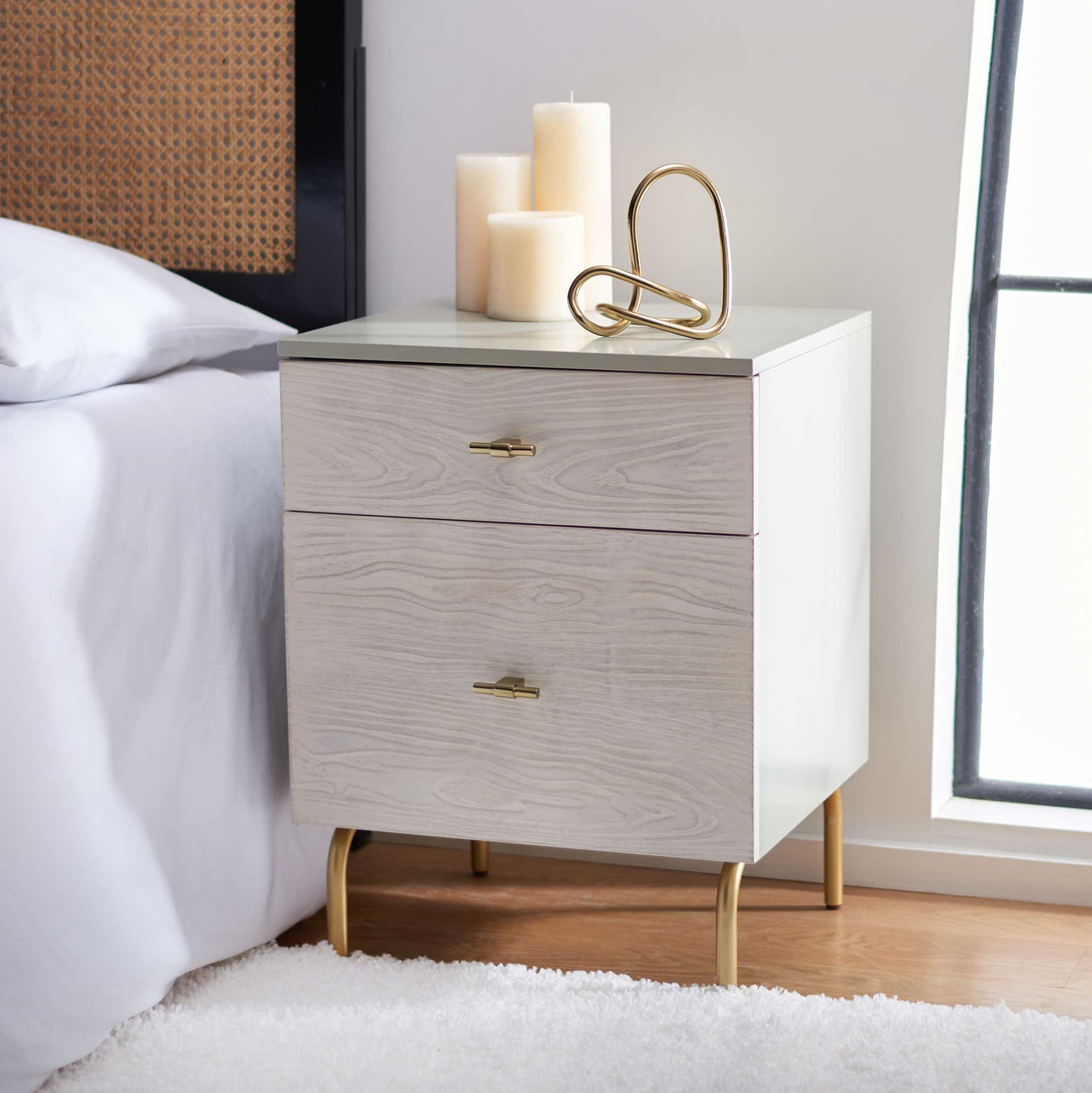 Gemma 2 Drawer Nightstand Gray/White Washed - Image 9