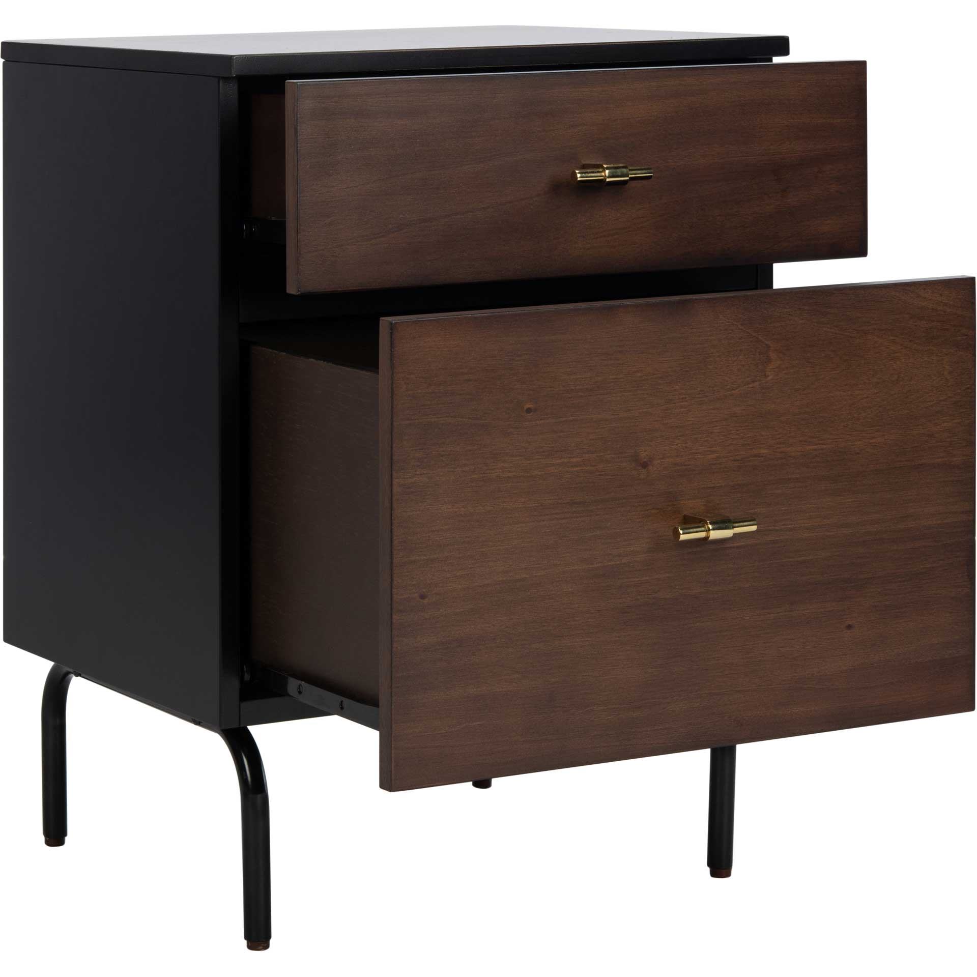 Gemma 2 Drawer Nightstand Walnut/Black - Image 2