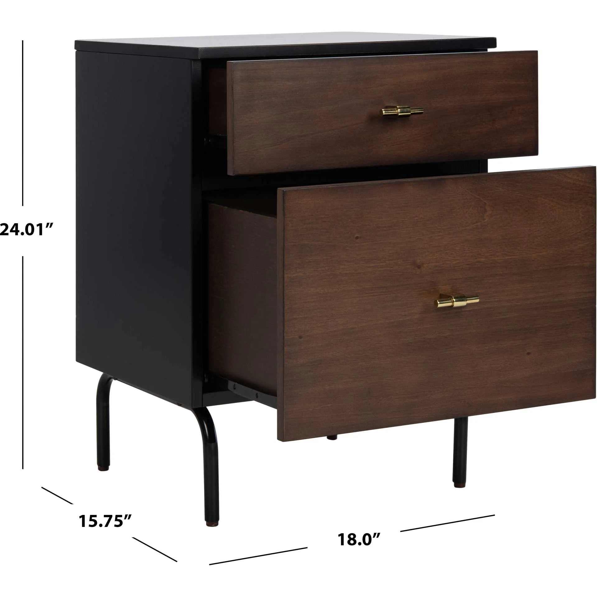 Gemma 2 Drawer Nightstand Walnut/Black - Image 7