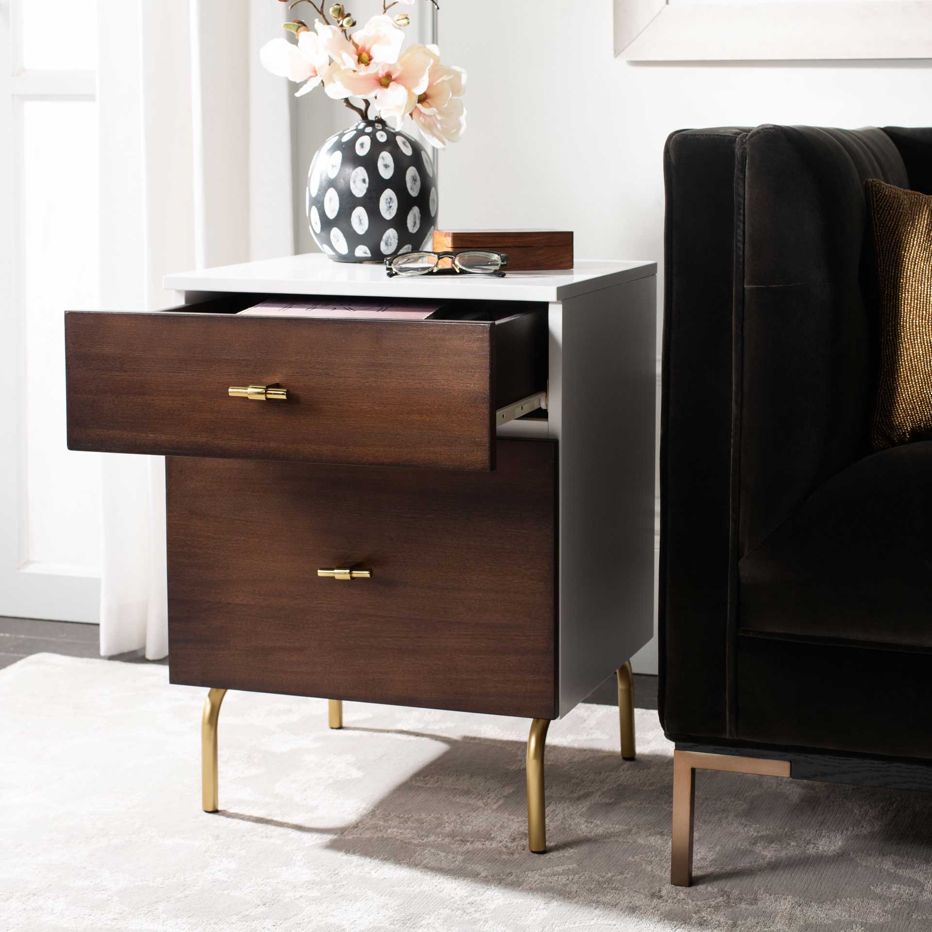 Gemma 2 Drawer Nightstand Walnut/White - Image 10