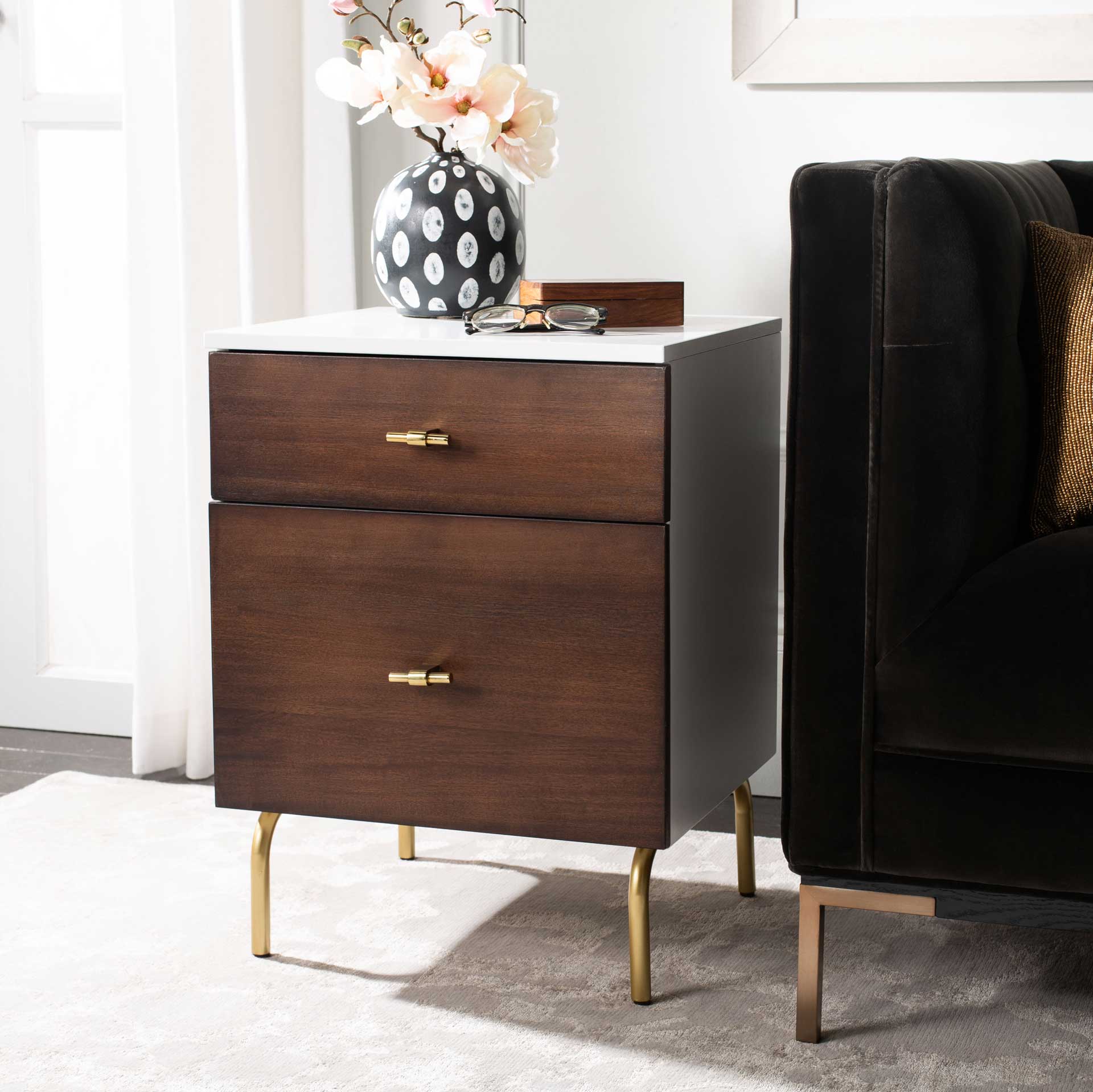 Gemma 2 Drawer Nightstand Walnut/White - Image 8