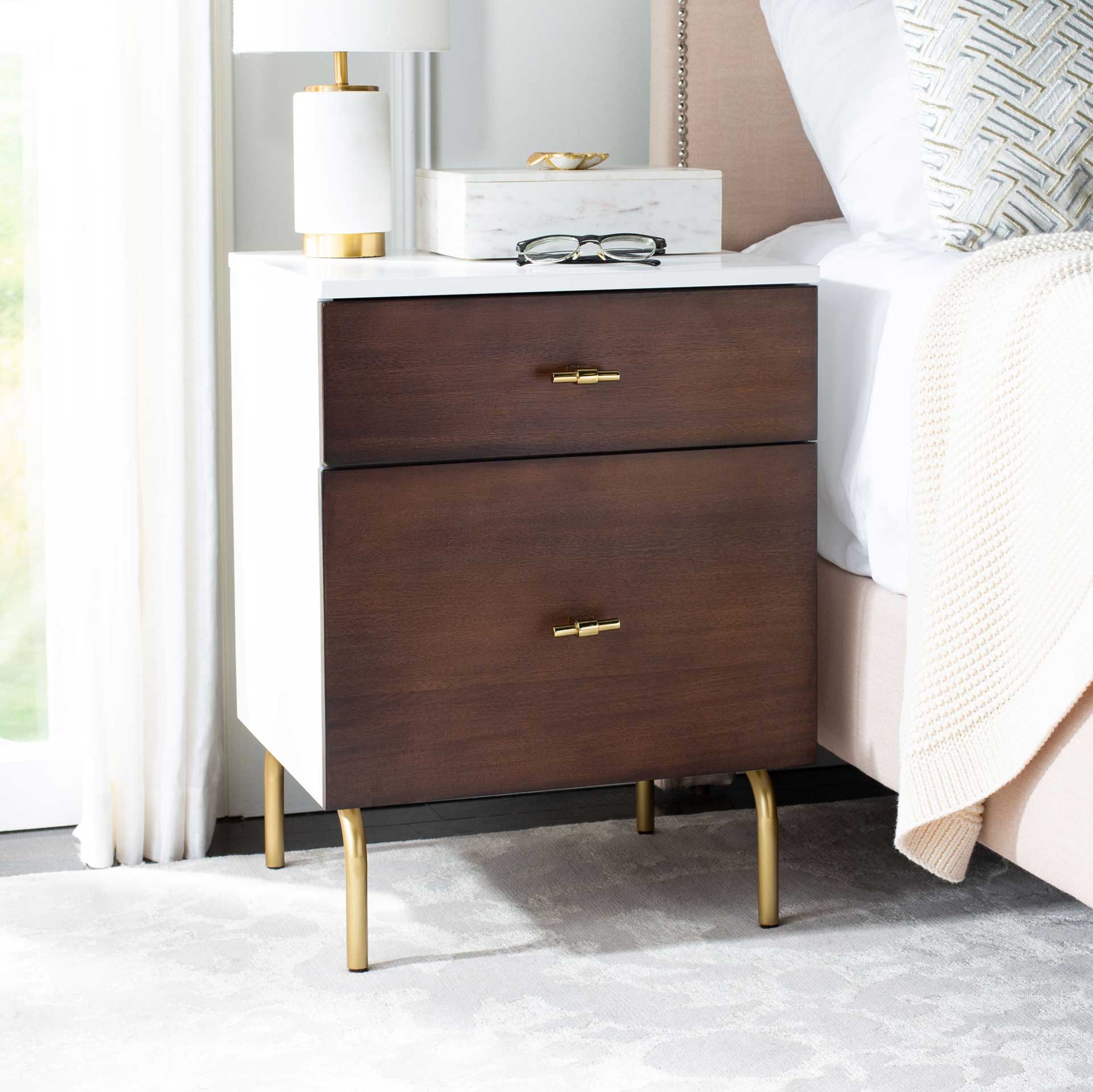 Gemma 2 Drawer Nightstand Walnut/White - Image 9