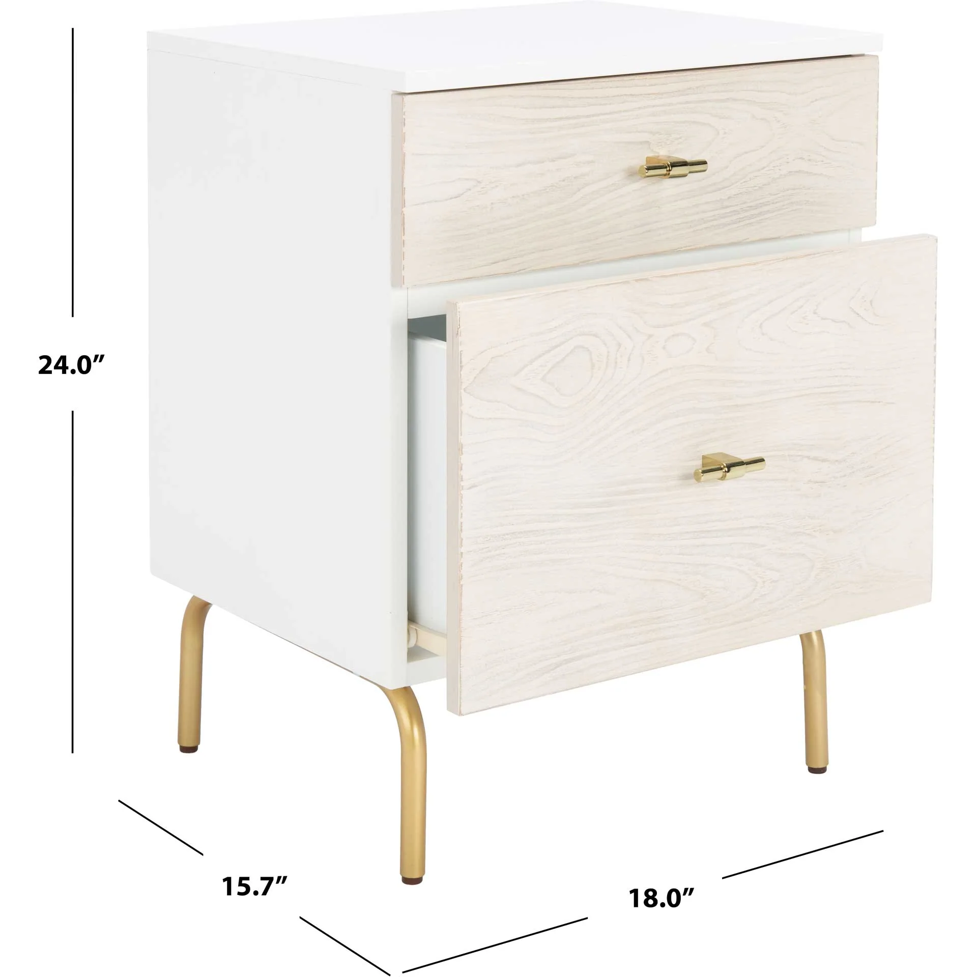Gemma 2 Drawer Nightstand White/White Washed - Image 10