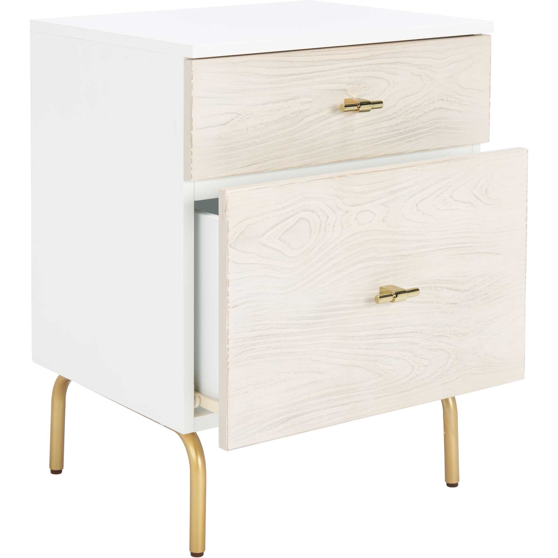Gemma 2 Drawer Nightstand White/White Washed - Image 2