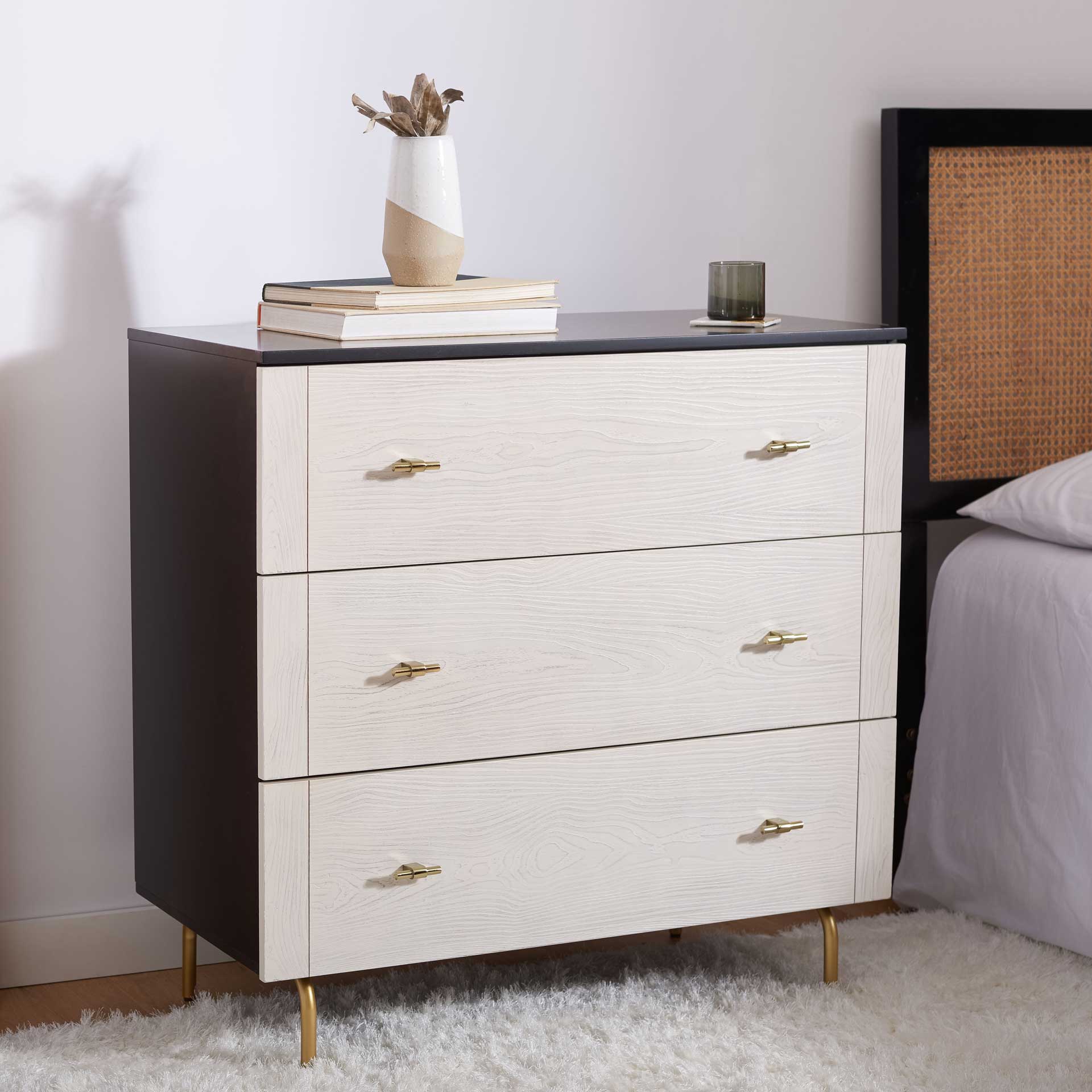 Gemma 3 Drawer Dresser Black/White Washed - Image 10