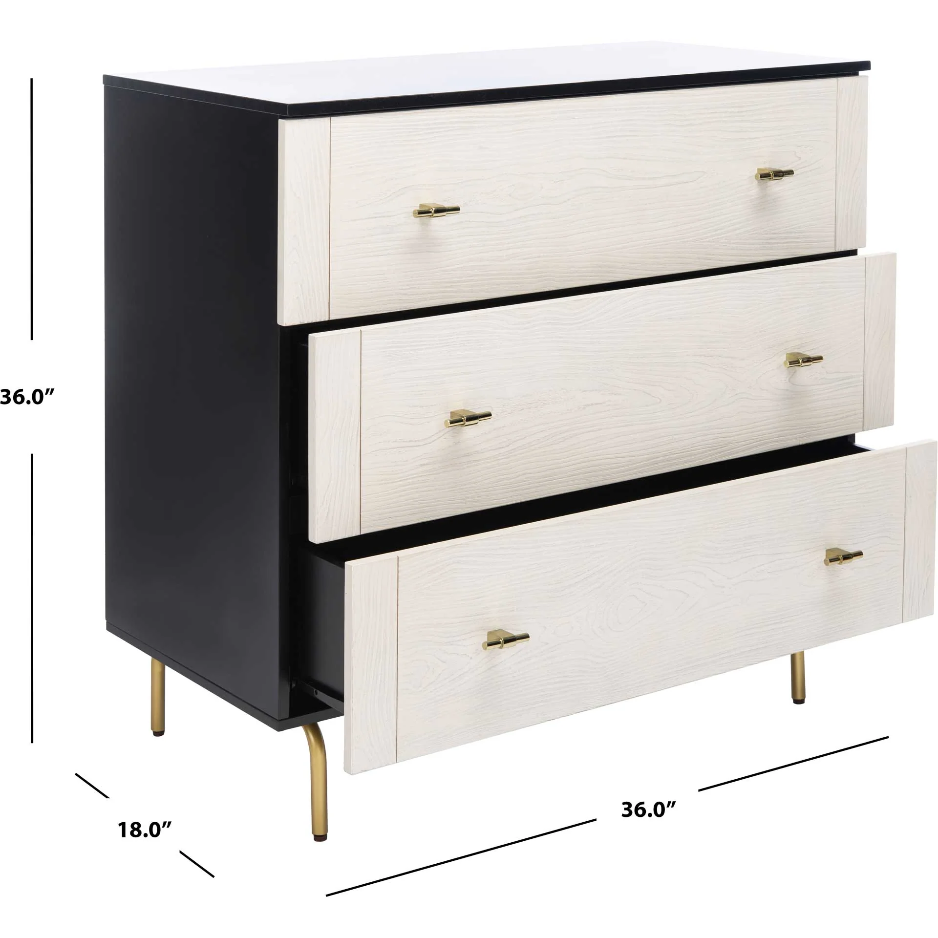 Gemma 3 Drawer Dresser Black/White Washed - Image 11