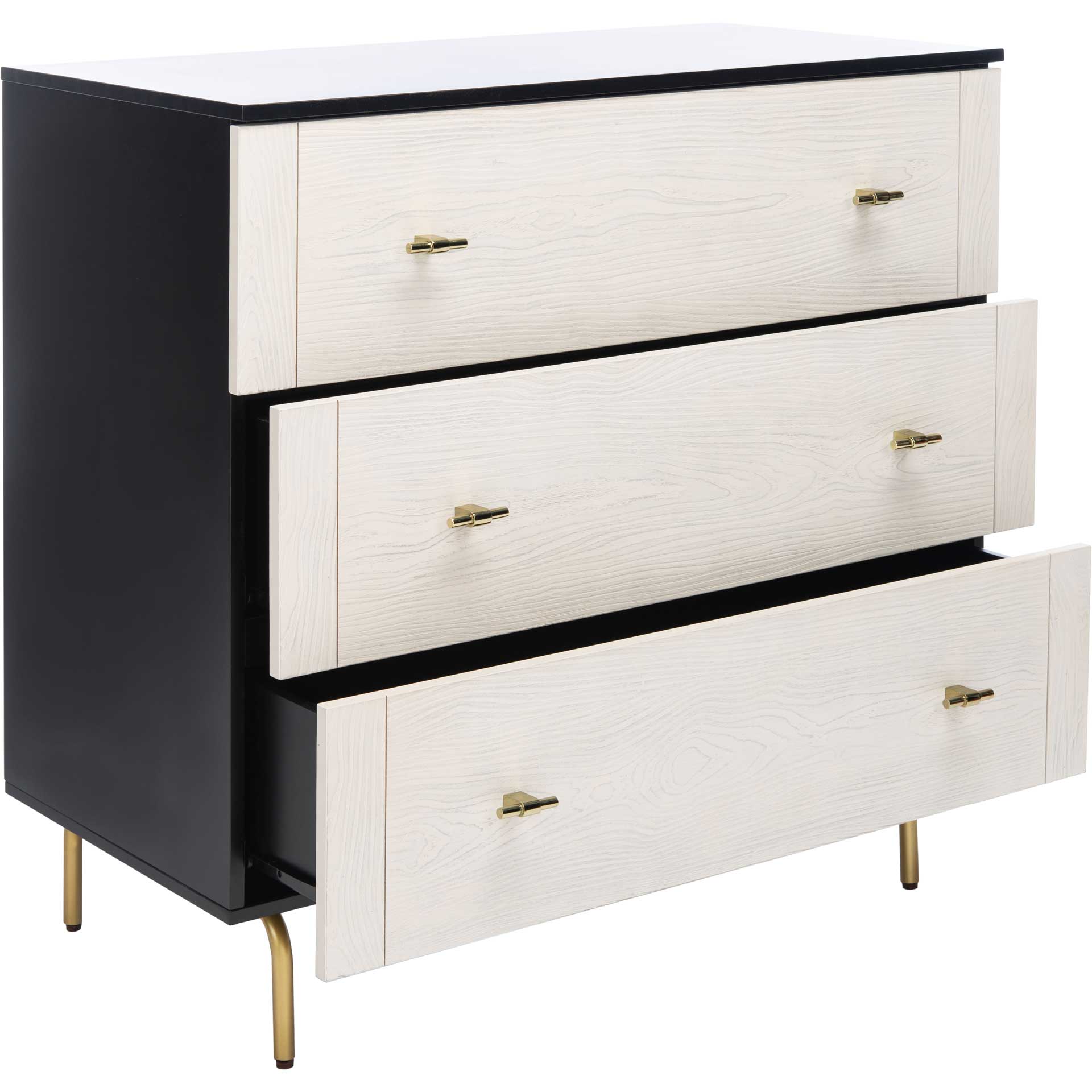 Gemma 3 Drawer Dresser Black/White Washed - Image 2