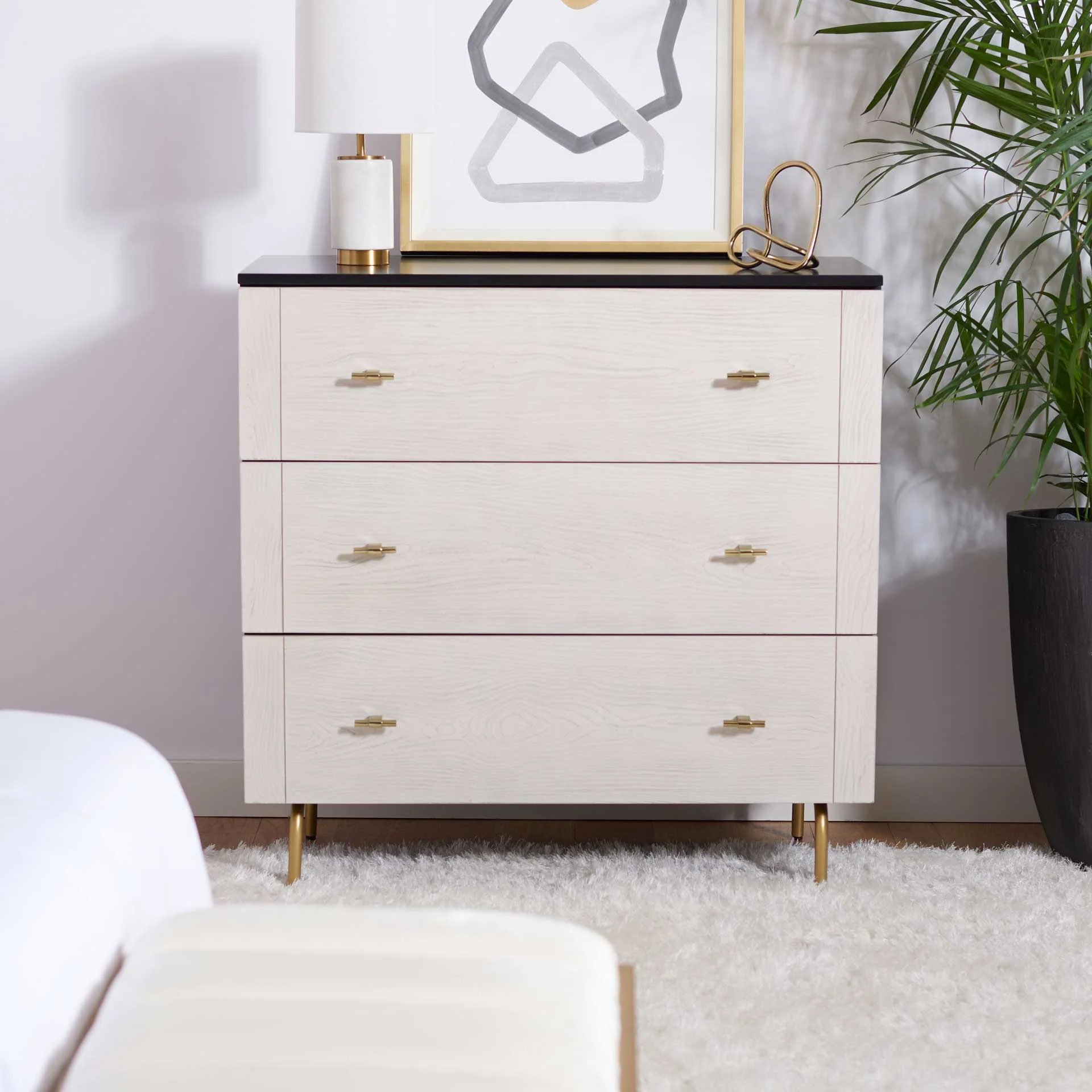 Gemma 3 Drawer Dresser Black/White Washed - Image 9