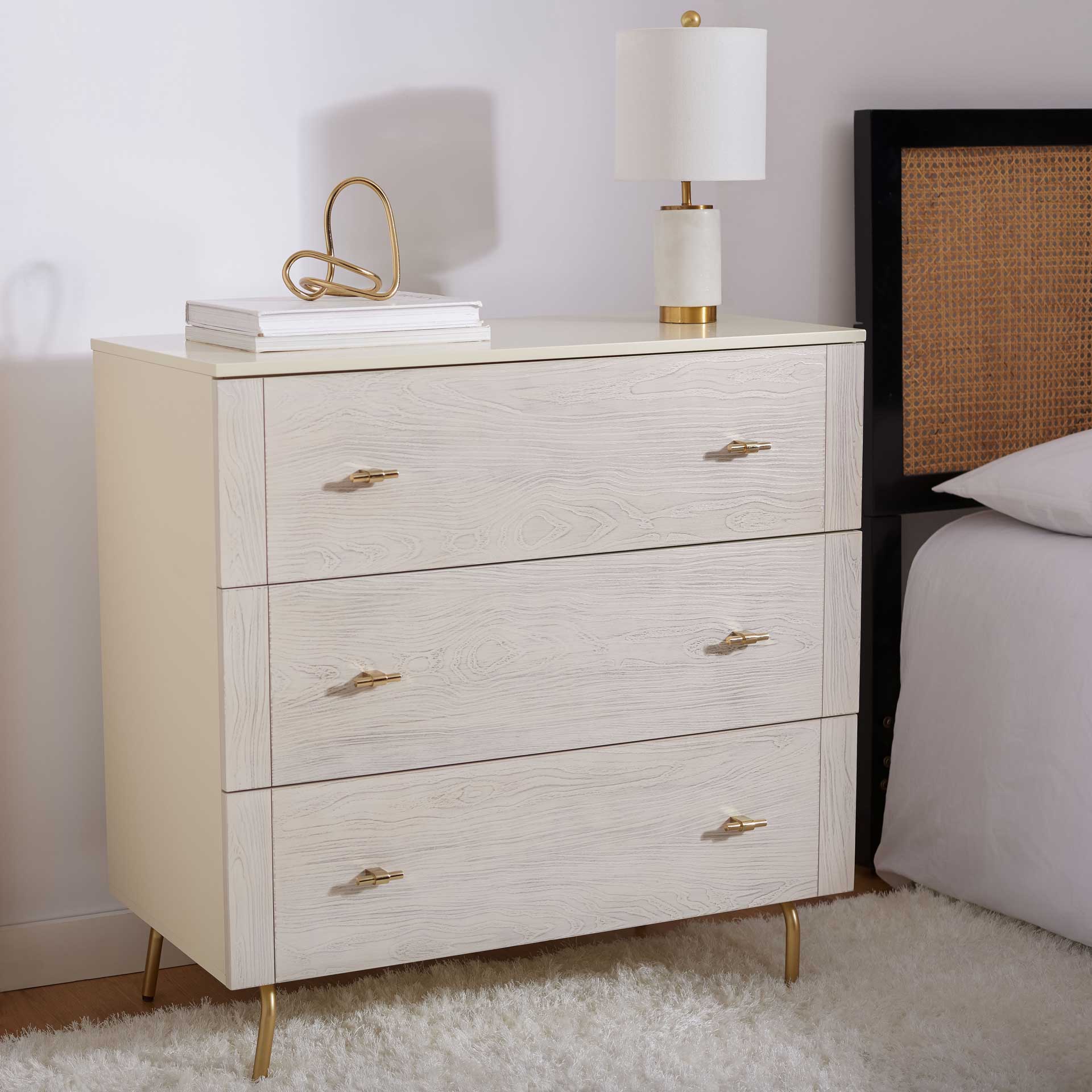Gemma 3 Drawer Dresser Cream/White Washed - Image 10