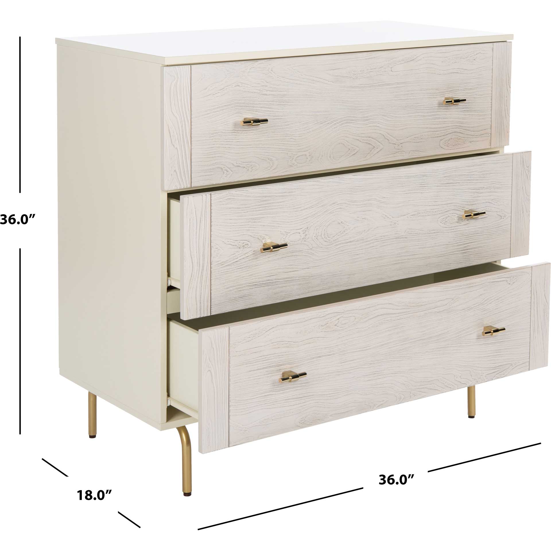 Gemma 3 Drawer Dresser Cream/White Washed - Image 11