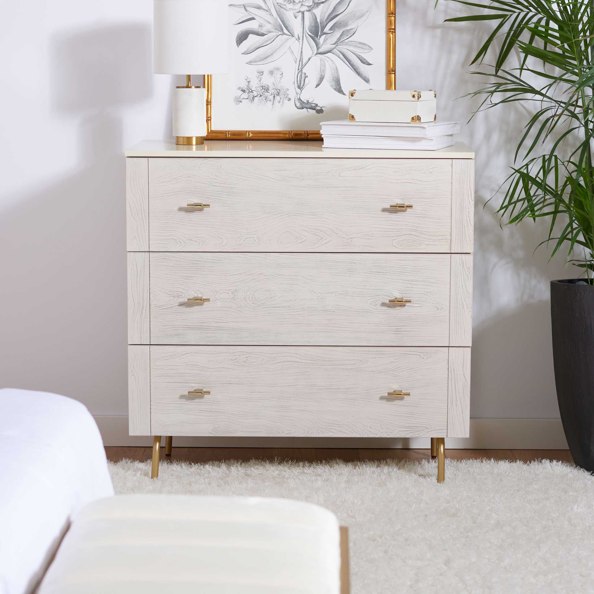 Gemma 3 Drawer Dresser Cream/White Washed - Image 9
