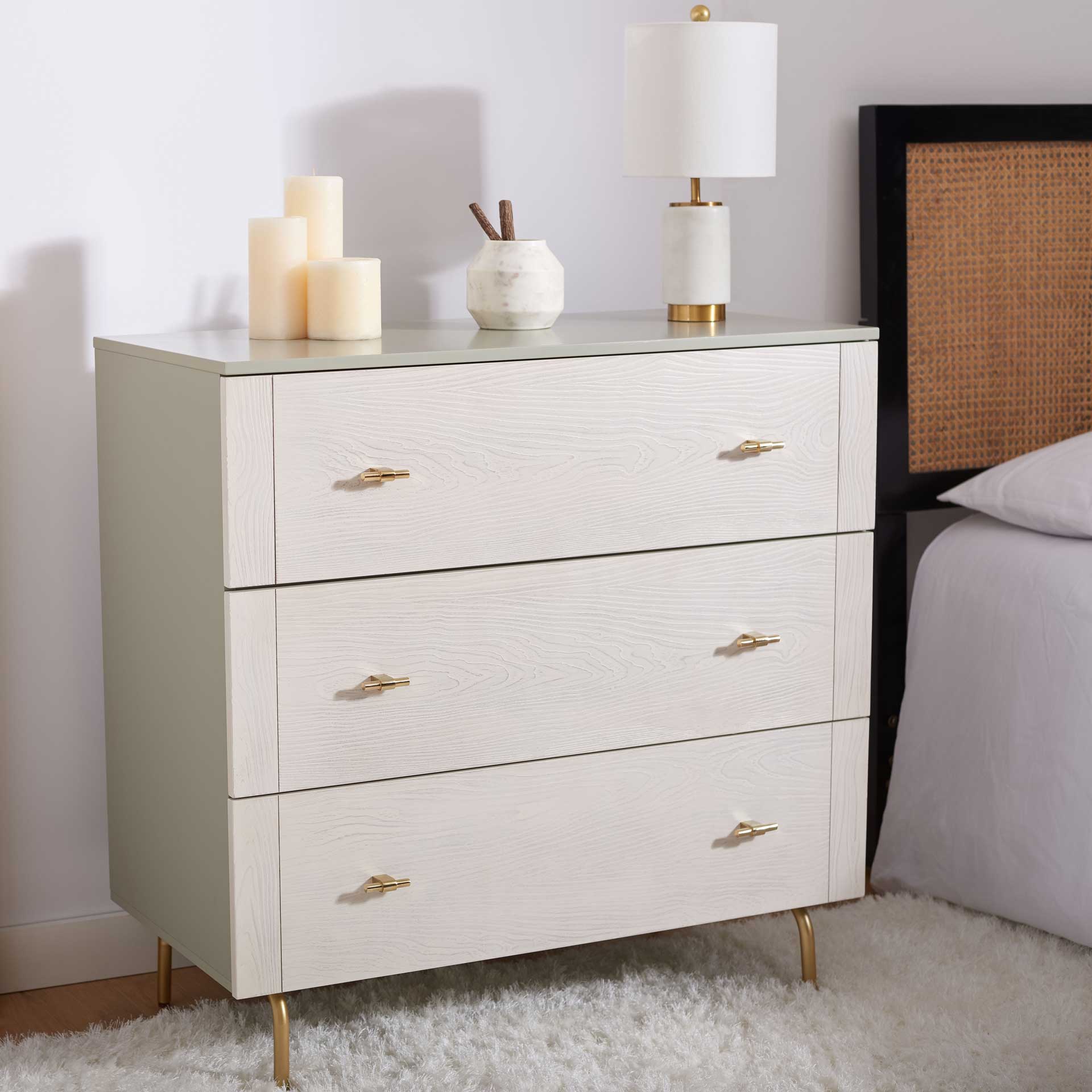 Gemma 3 Drawer Dresser Gray/White Washed - Image 10