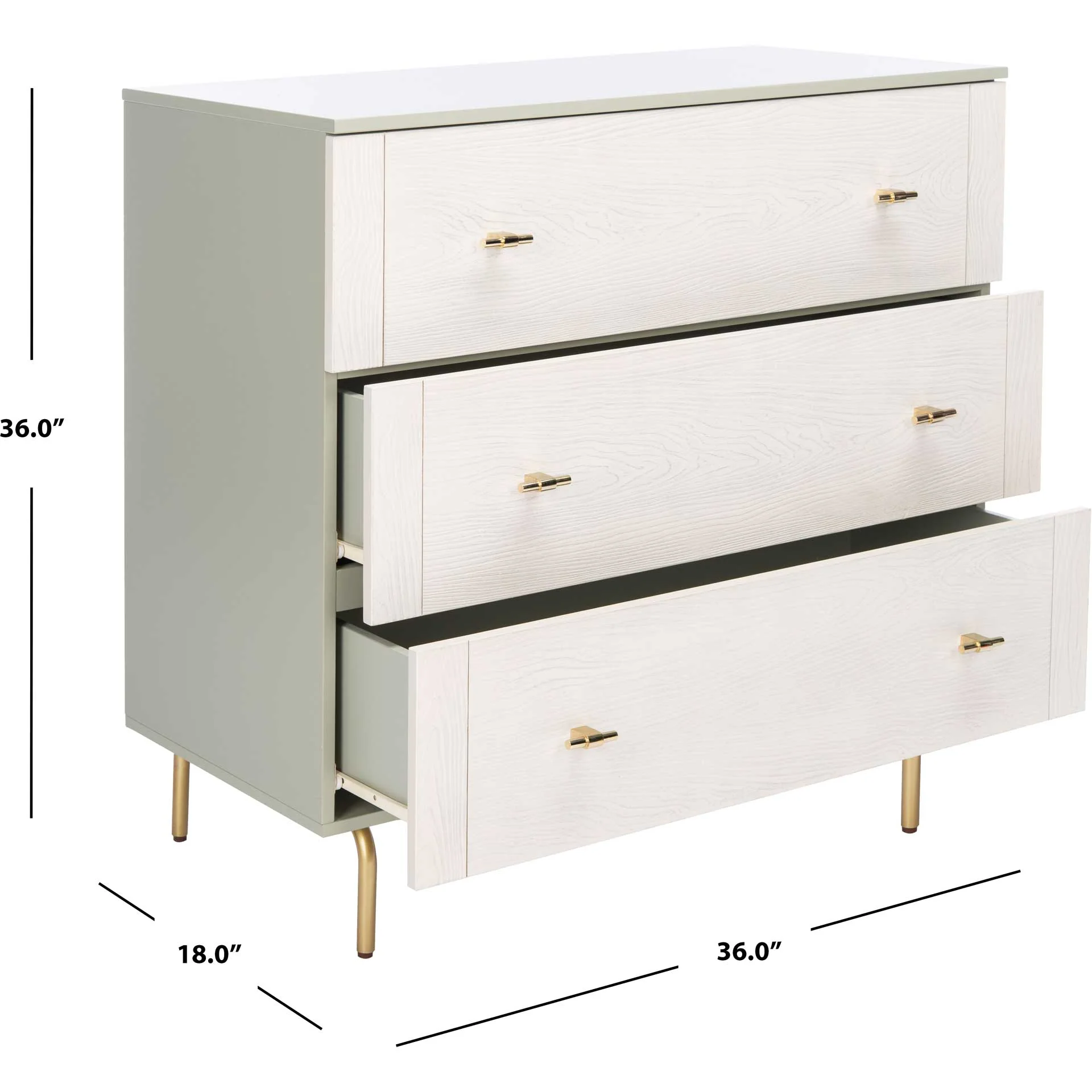 Gemma 3 Drawer Dresser Gray/White Washed - Image 11