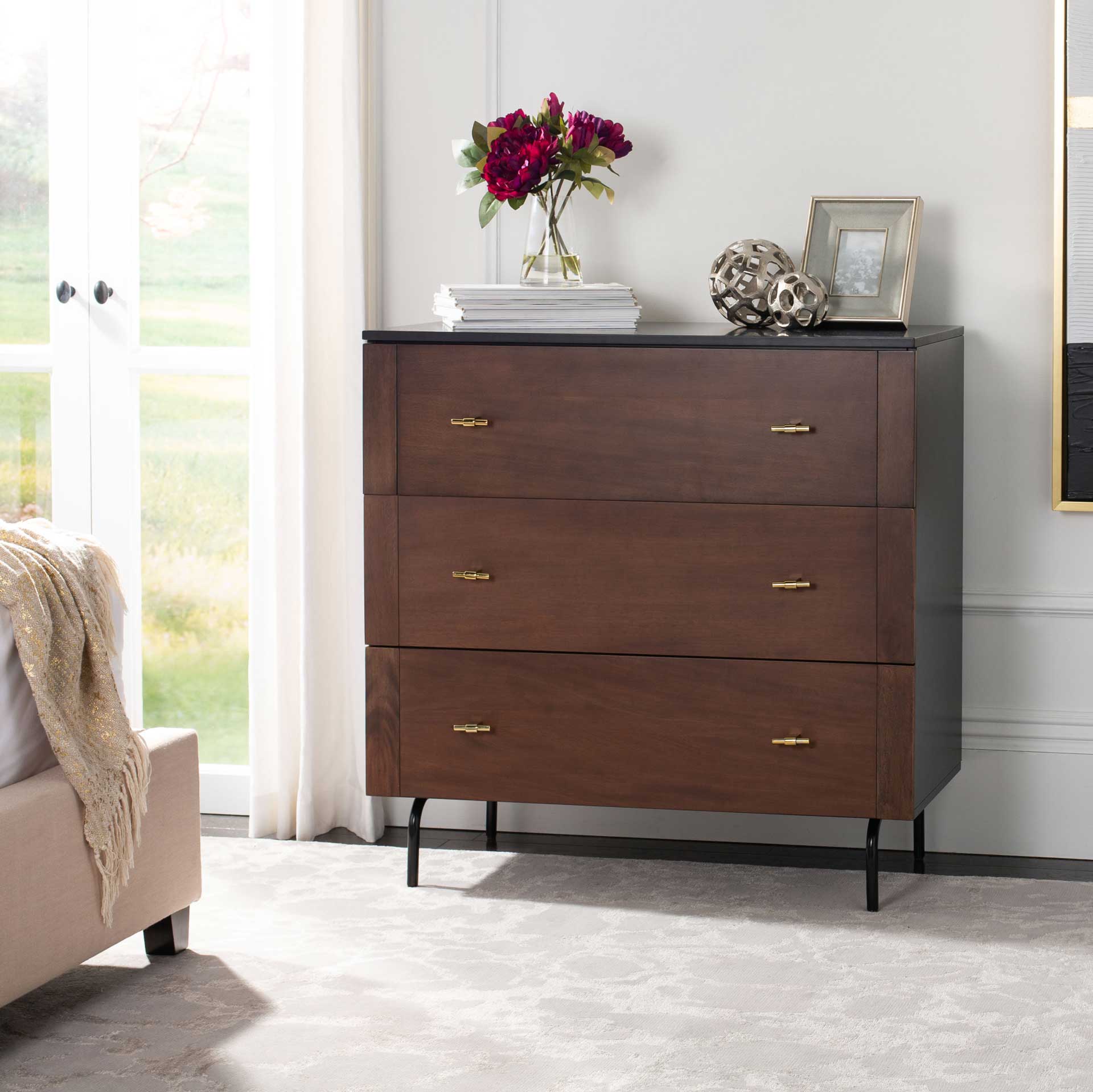 Gemma 3 Drawer Dresser Walnut/Black - Image 6