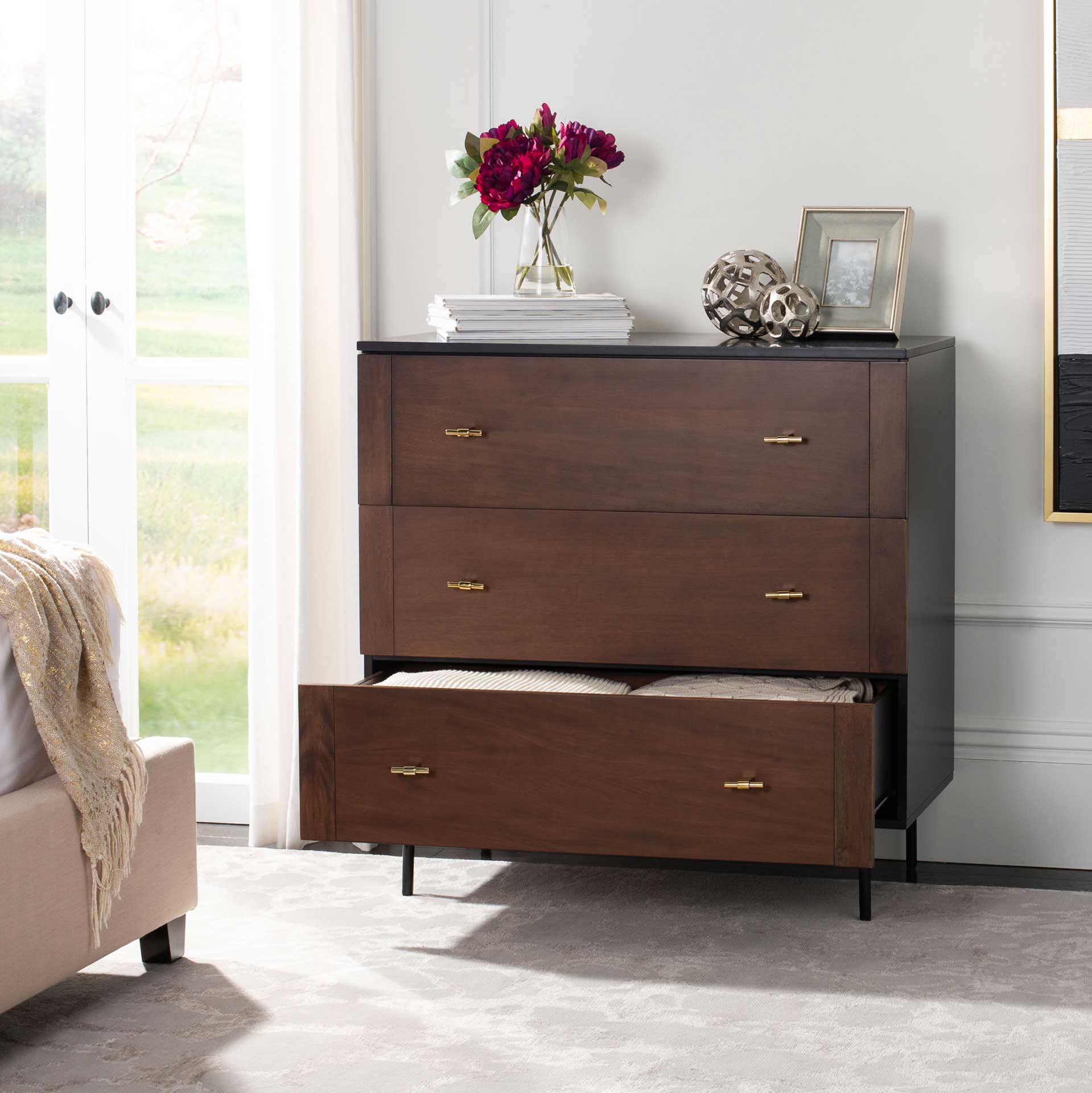 Gemma 3 Drawer Dresser Walnut/Black - Image 7