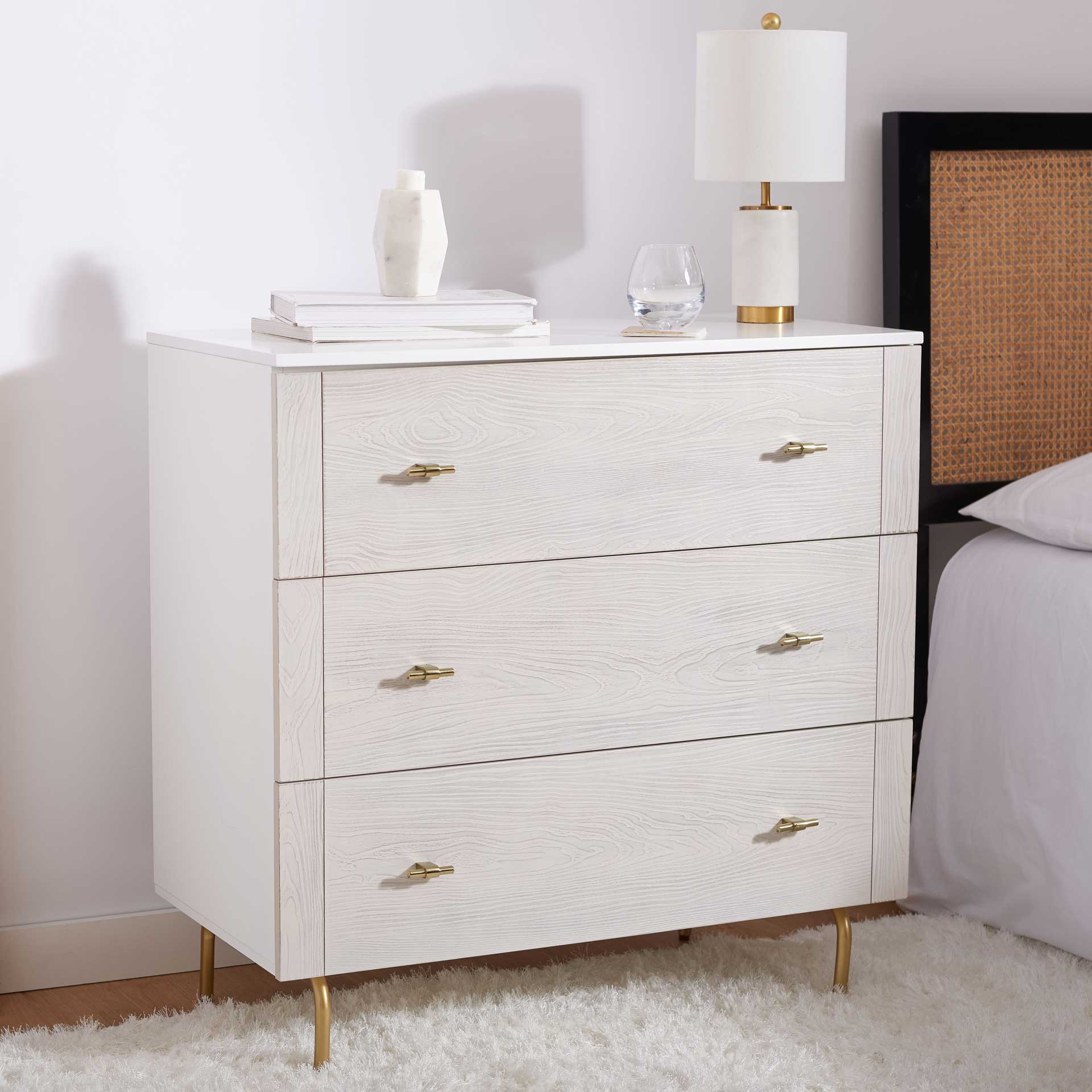 Gemma 3 Drawer Dresser White/White Washed - Image 10