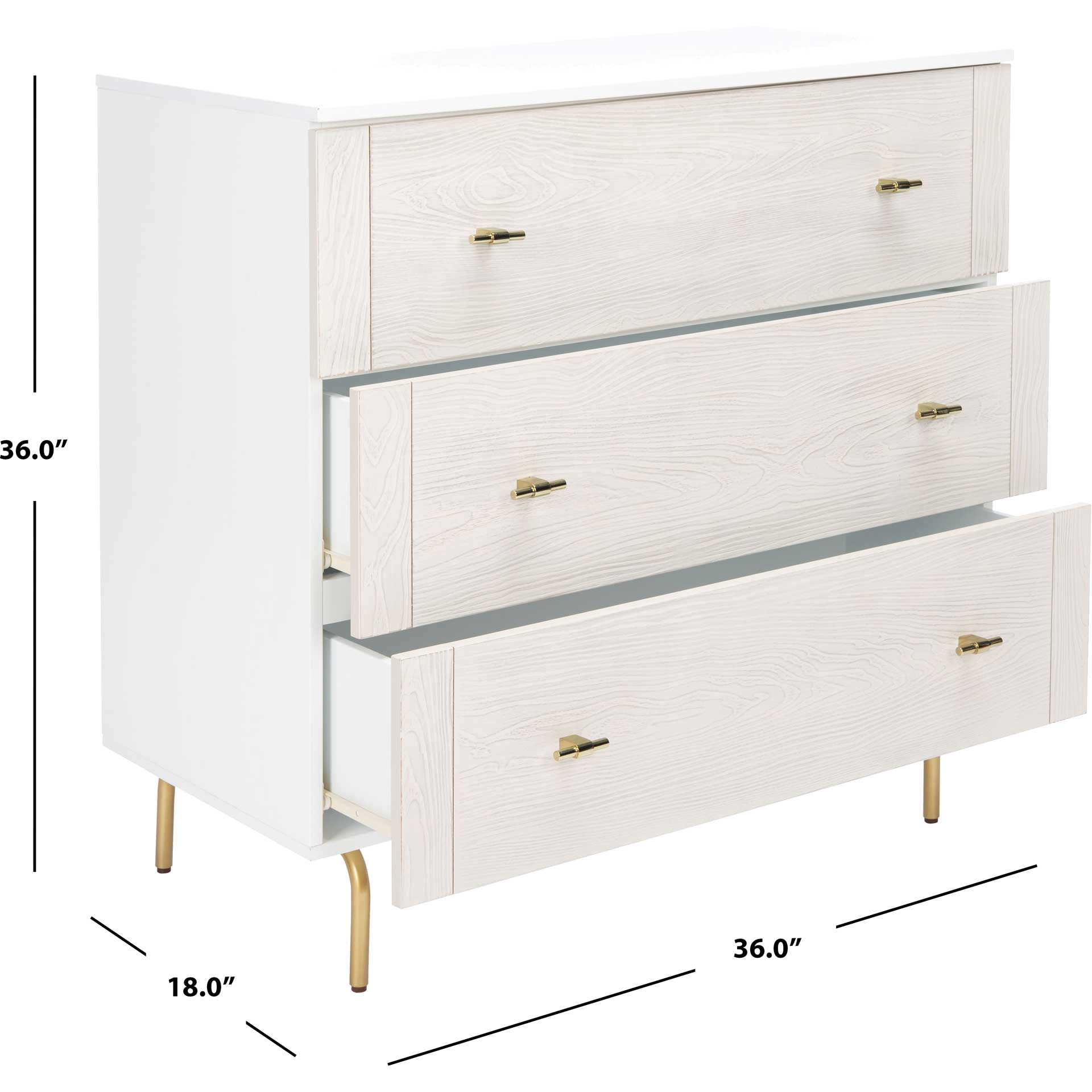 Gemma 3 Drawer Dresser White/White Washed - Image 11