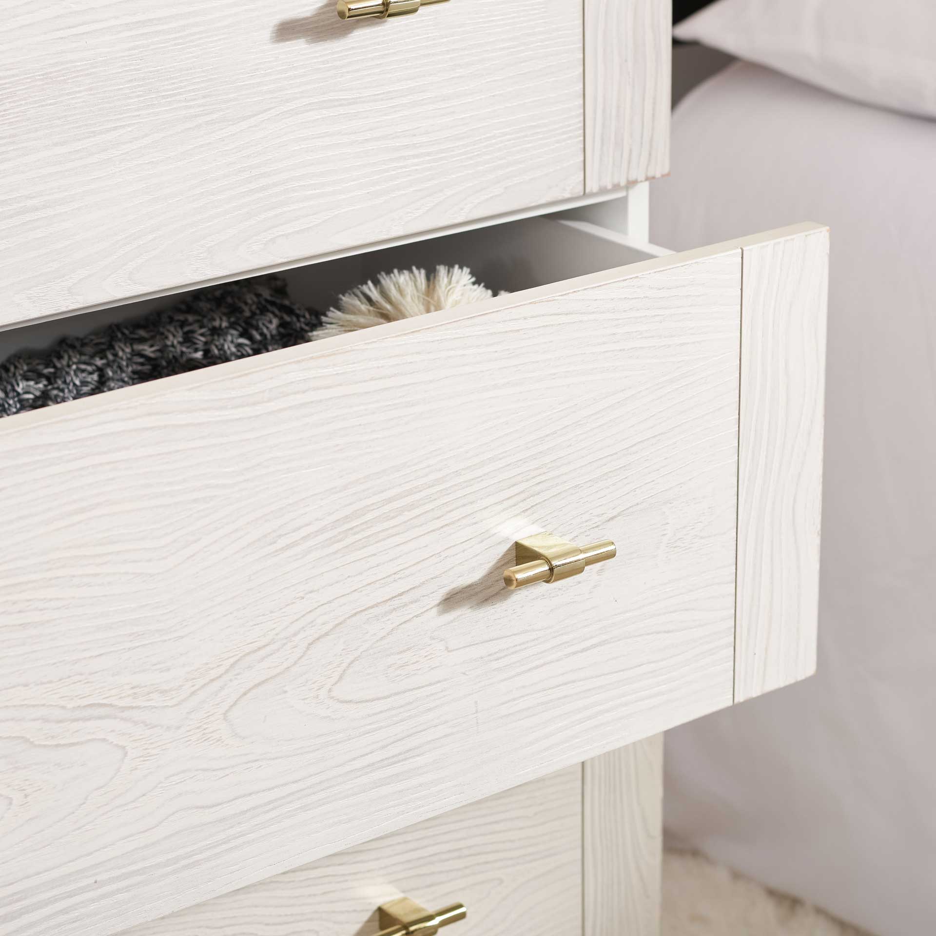 Gemma 3 Drawer Dresser White/White Washed - Image 8