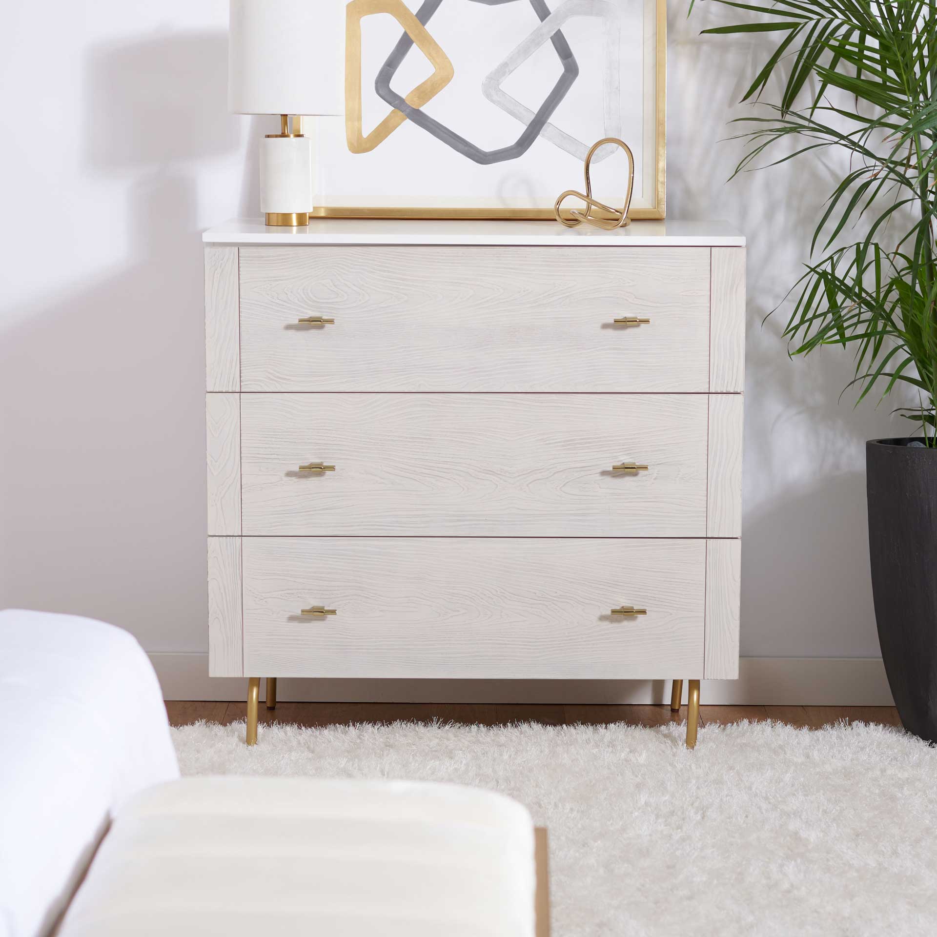 Gemma 3 Drawer Dresser White/White Washed - Image 9