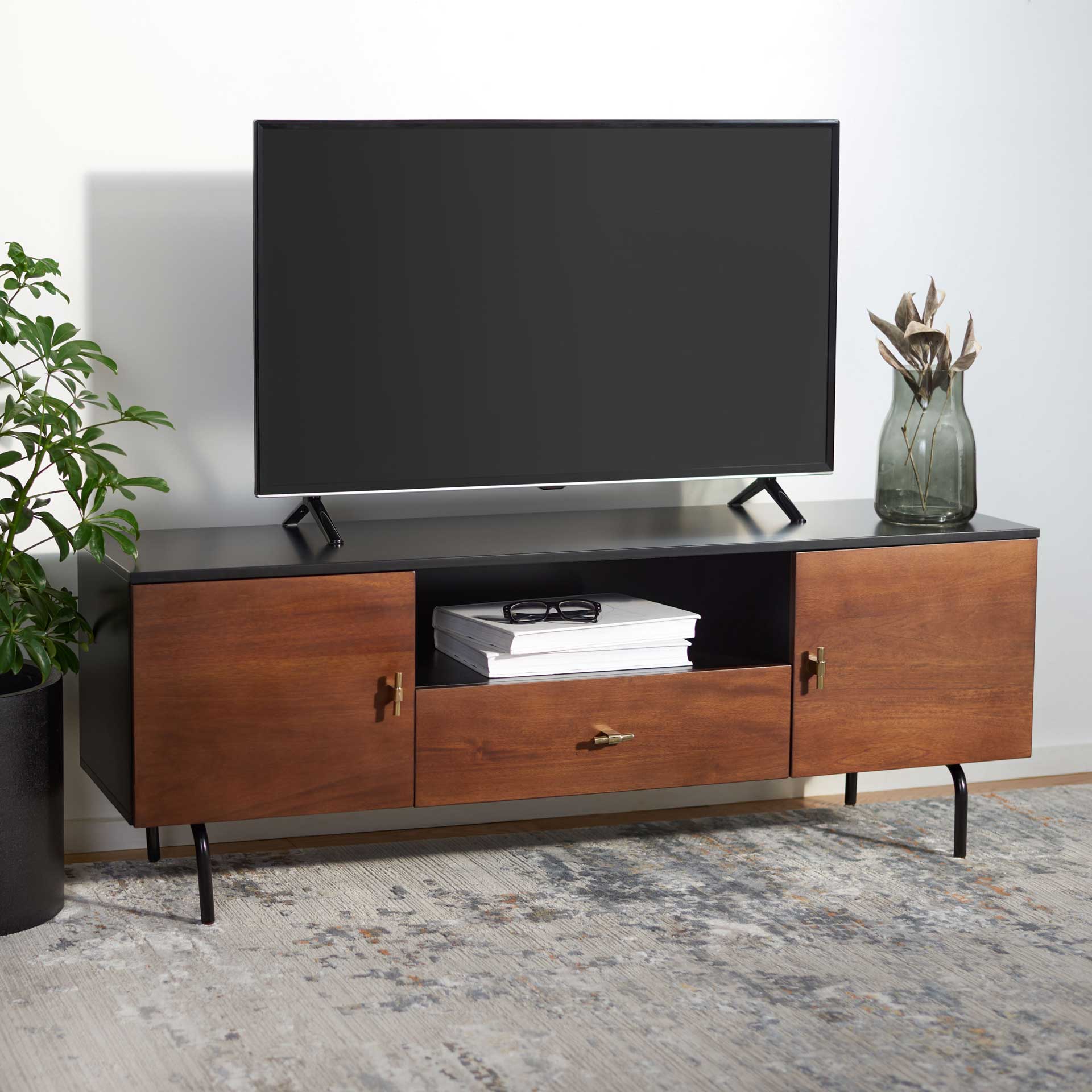 Gemma TV Stand Black/Walnut - Image 8