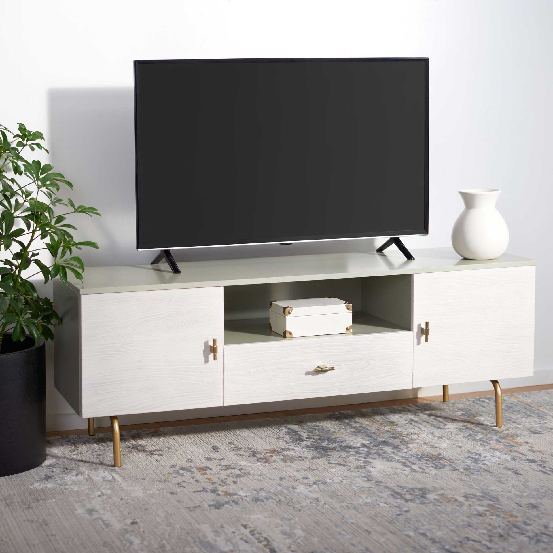 Gemma TV Stand Gray/White Washed - Image 8