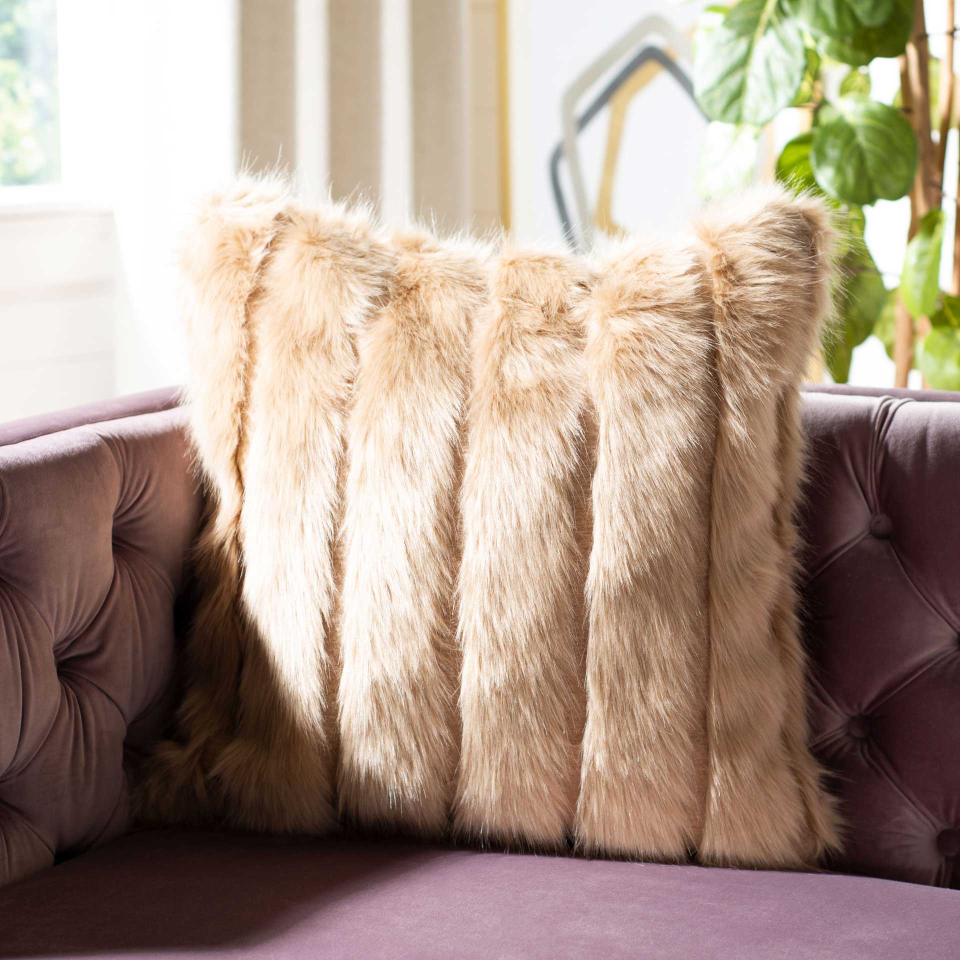 Genevieve Fur Pillow Brown - Image 3
