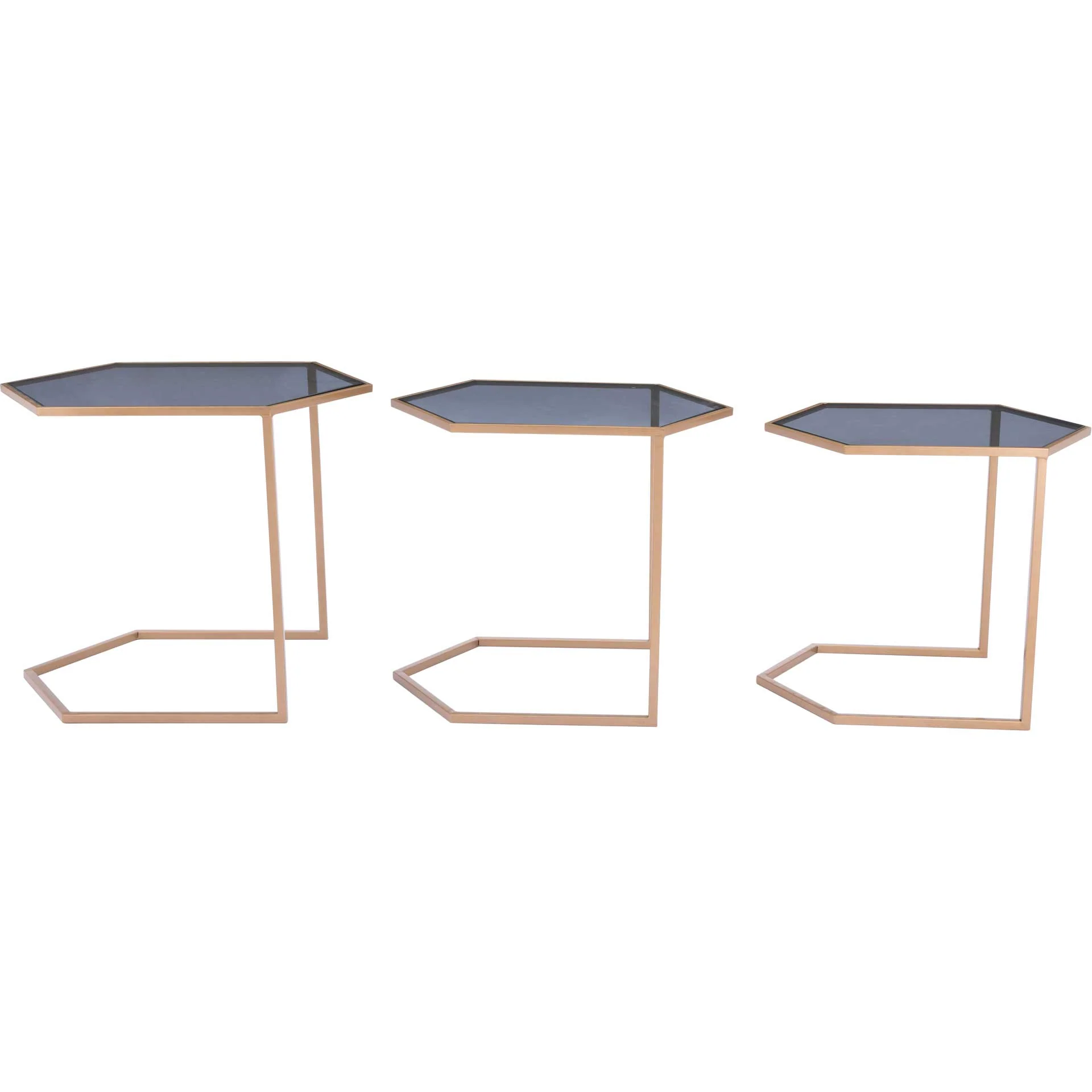 Geo 3-Piece Nesting Table Black/Gold - Image 2
