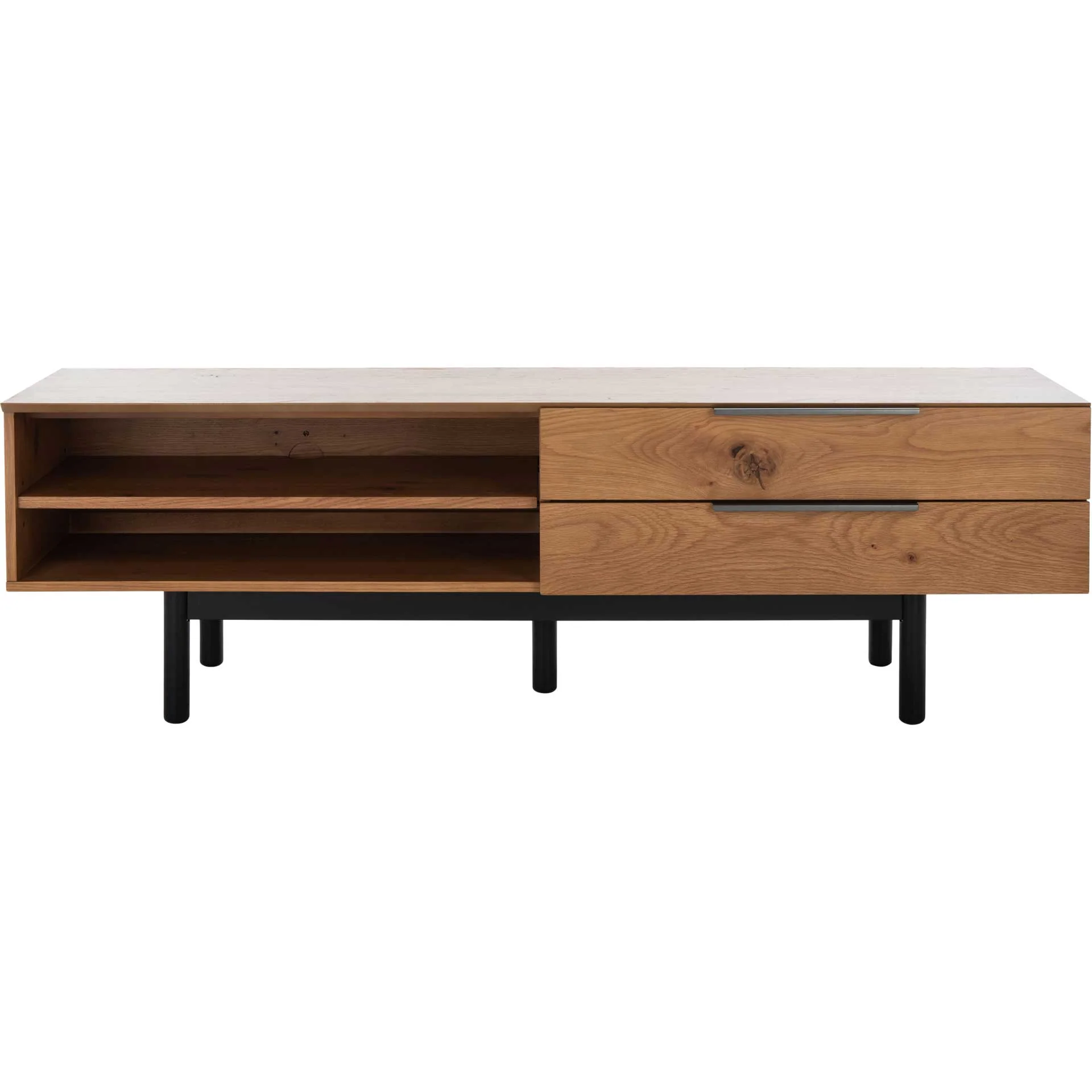 Geri 2 Drawer Media Stand Oak/Black - Image 2