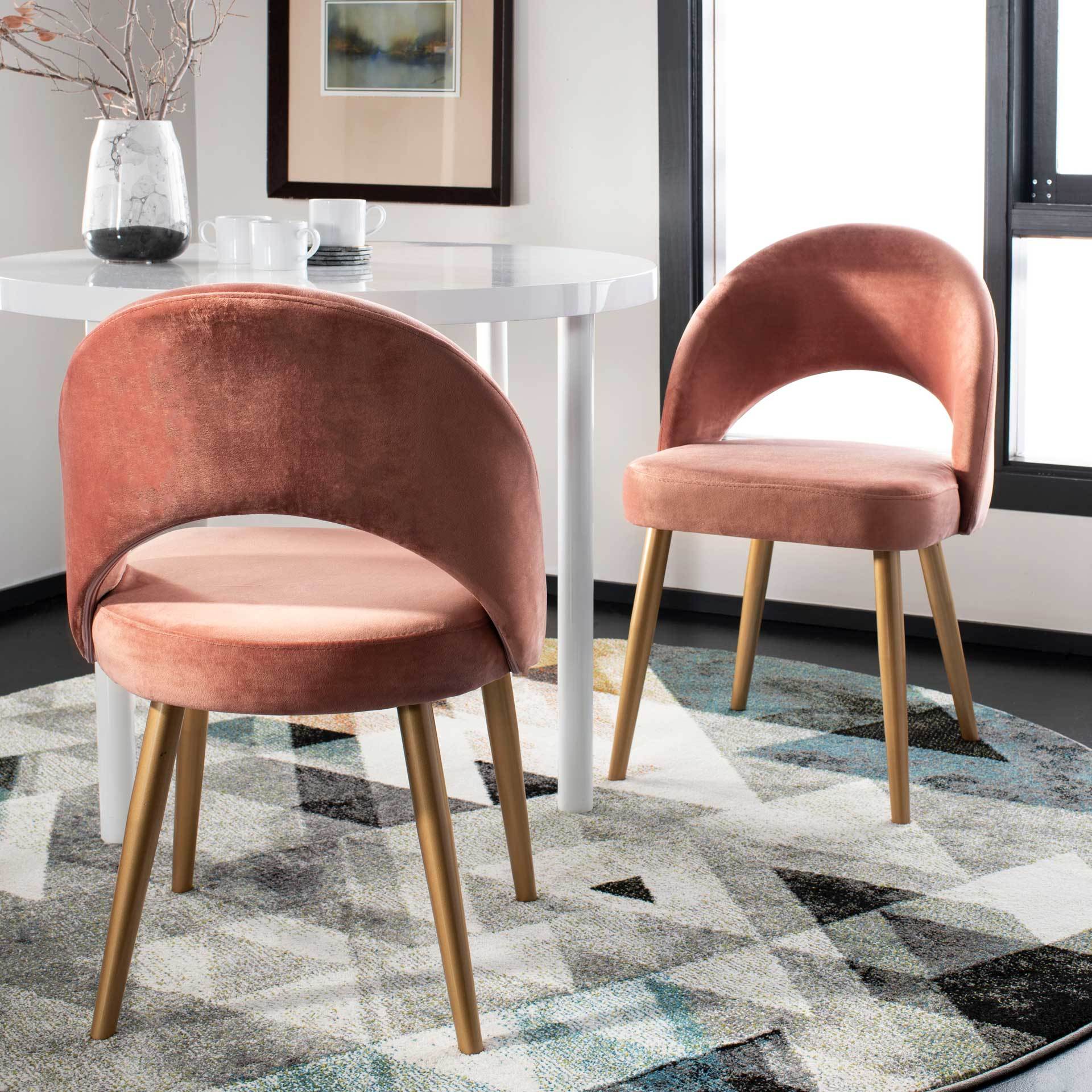 Gia Retro Dining Chair Dusty Rose/Gold (Set of 2) - Image 7