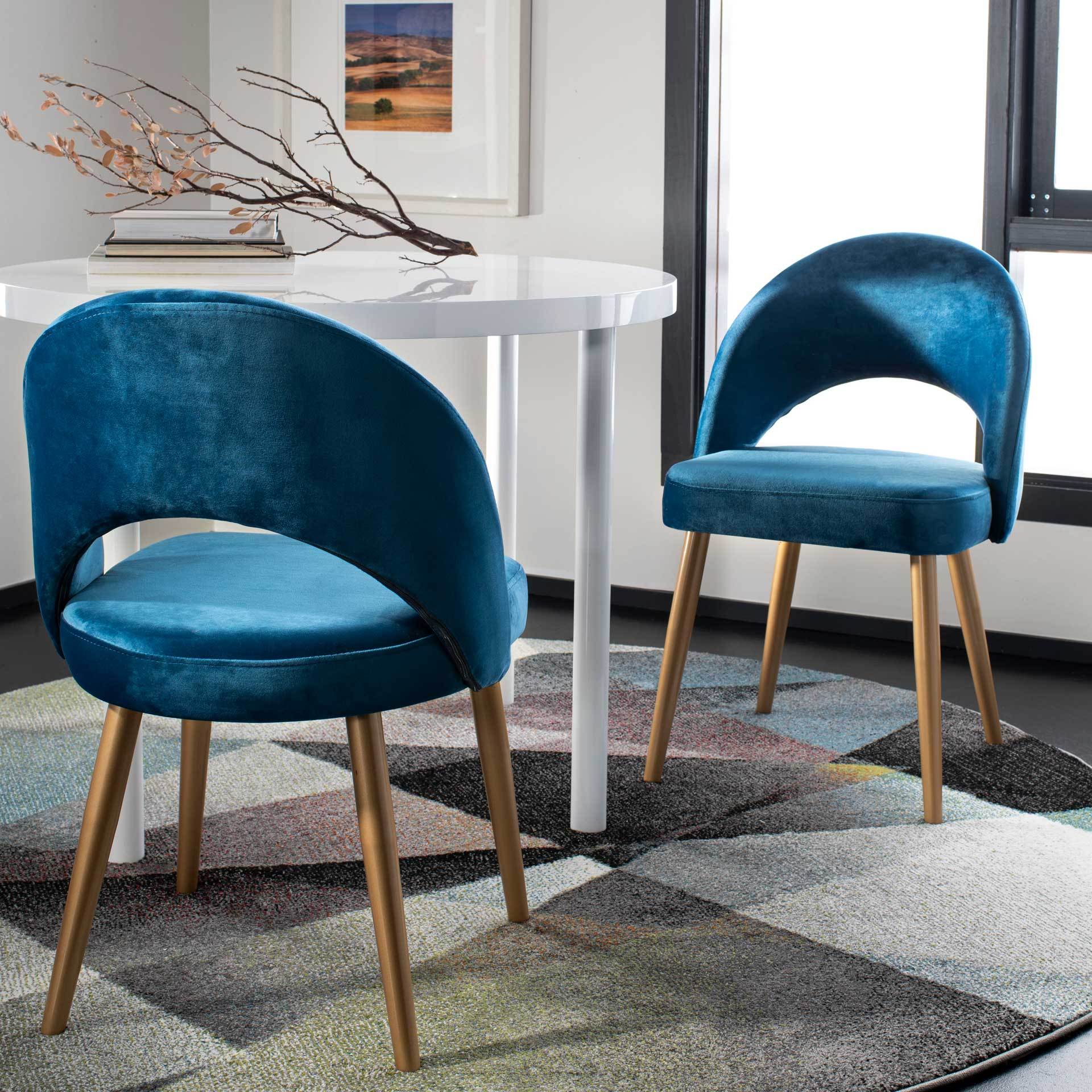 Gia Retro Dining Chair Navy/Gold (Set of 2) - Image 7
