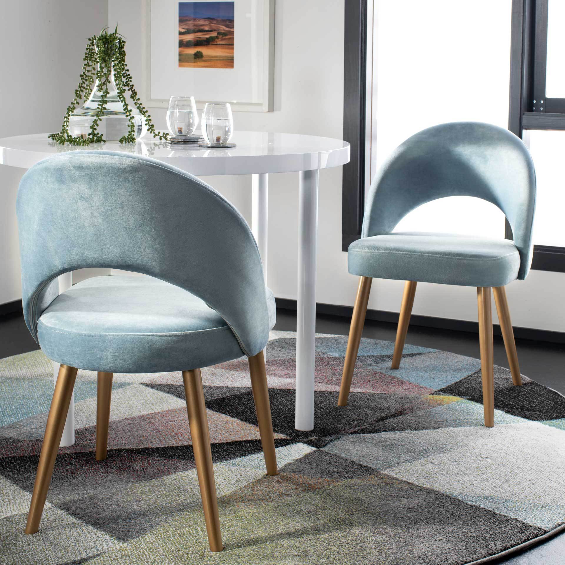 Gia Retro Dining Chair Slate Blue/Gold (Set of 2) - Image 6