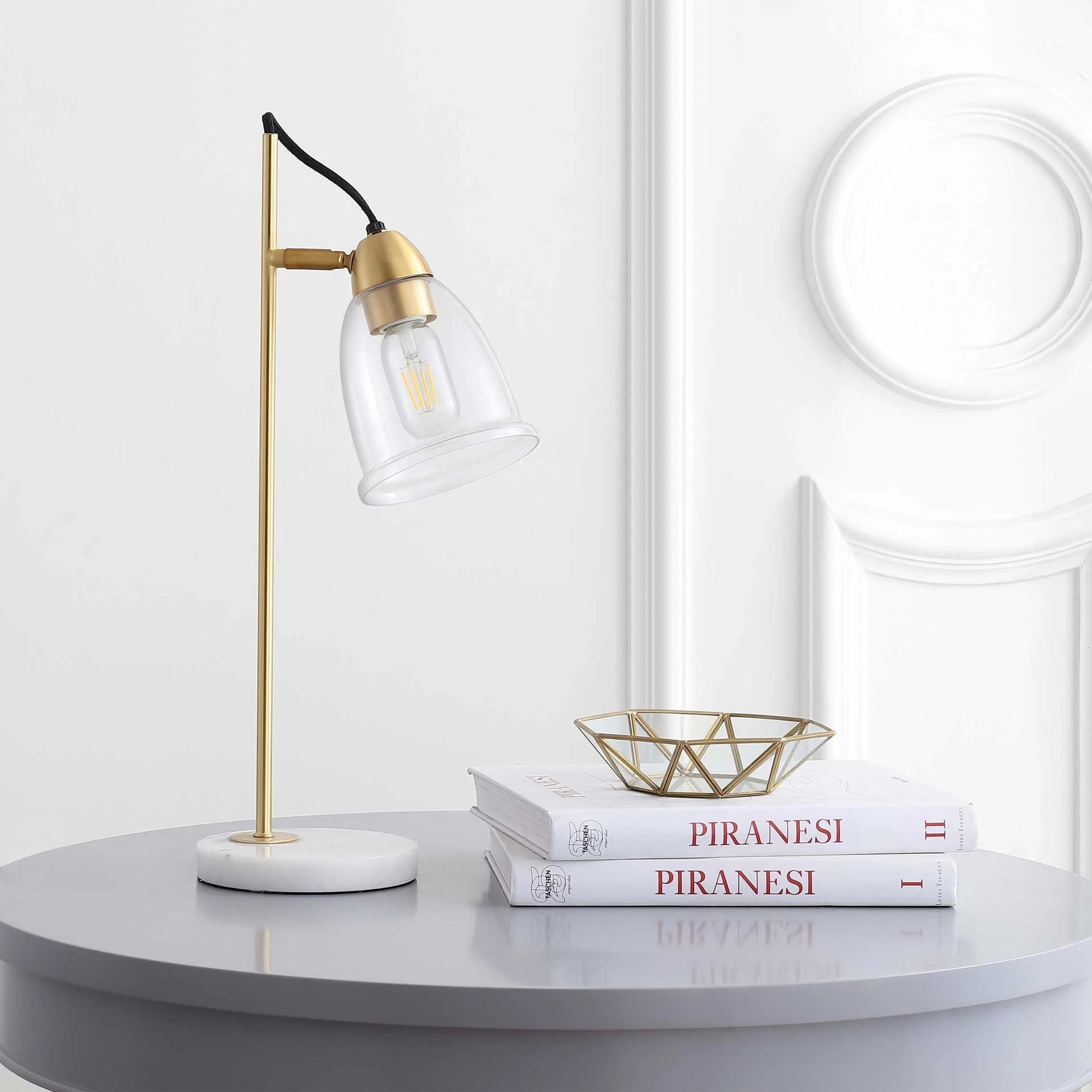 Giani Table Lamp White/Brass Gold/Clear - Image 3