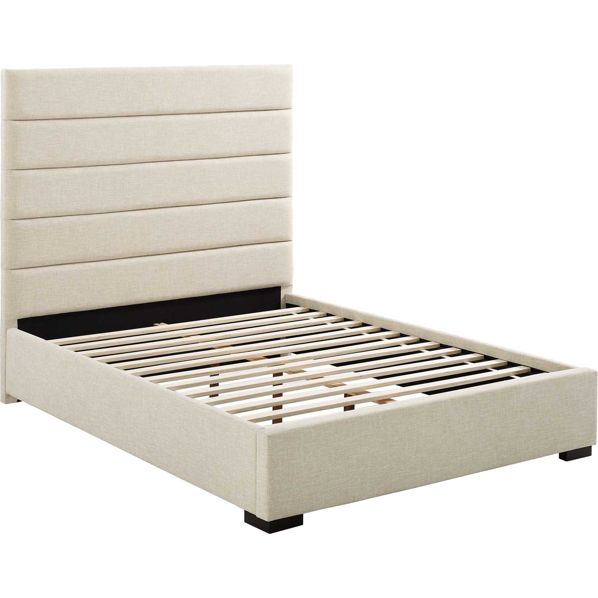 Gianna Upholstered Fabric Platform Bed Beige - Image 3