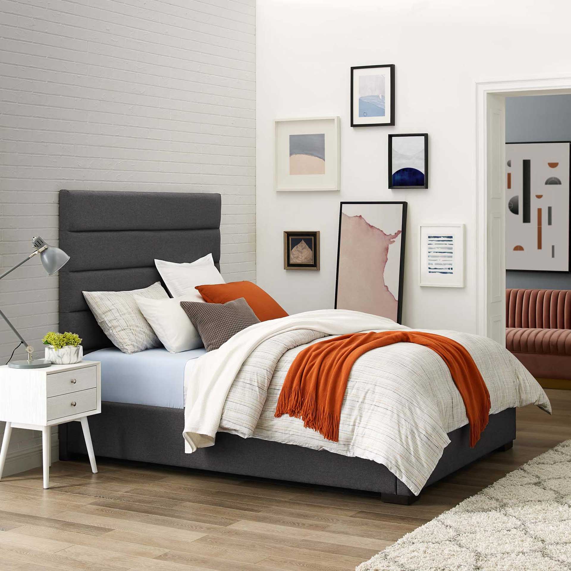 Gianna Upholstered Fabric Platform Bed Gray - Image 5