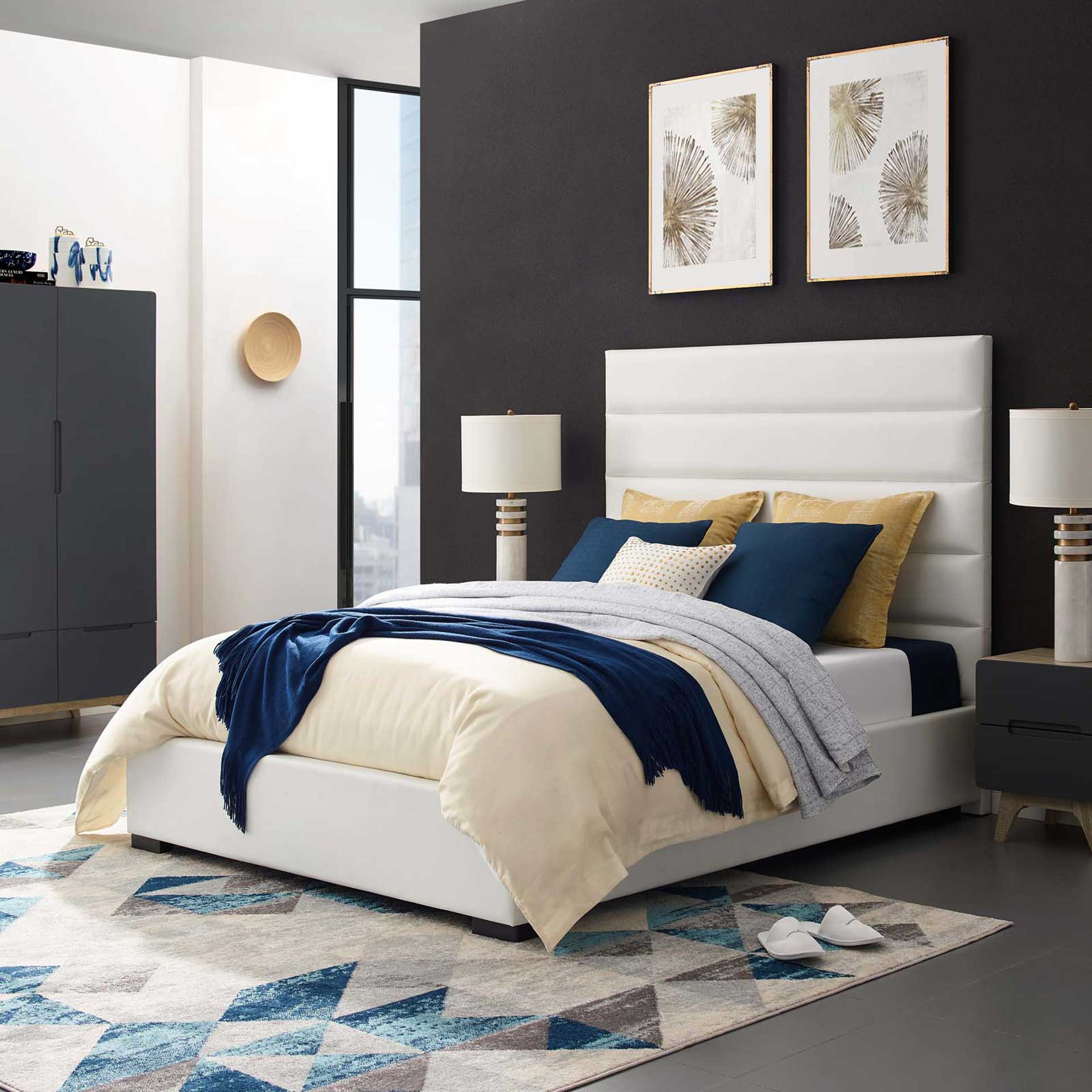 Gianna Upholstered Leather Platform Bed White - Image 5