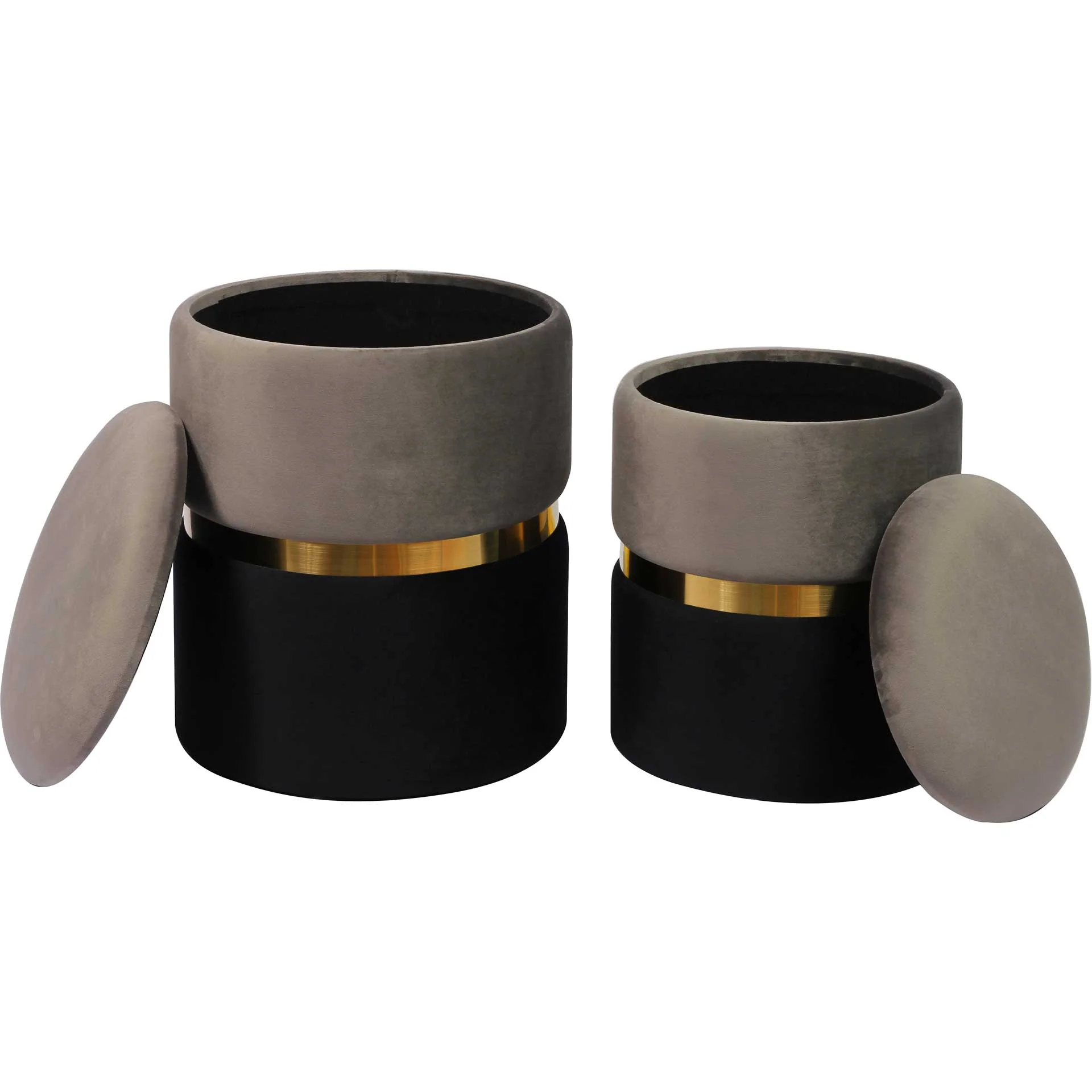 Gianna Velvet Storage Ottomans Gray - Image 3